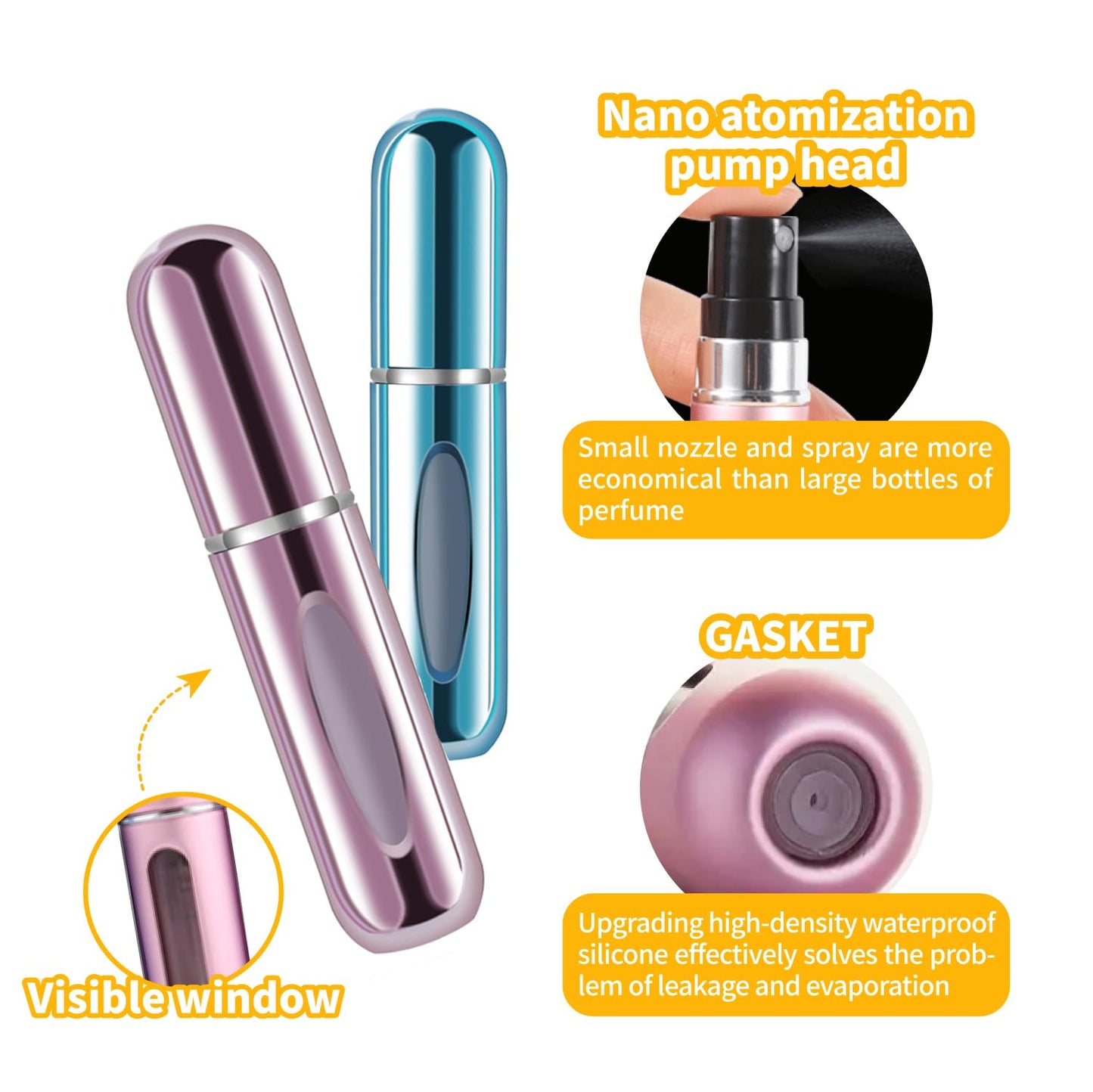 ZenithFast Perfume travel refillable,6Pcs 5ml Mini perfume bottle,Portable perfume bottles refillable for Women Men Small Mister Spray Bottle, for Travel and Outgoing