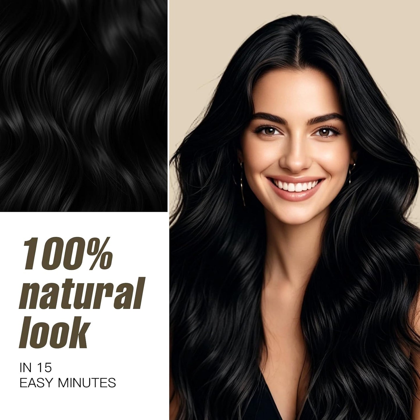 Black Hair Dye Shampoo - 3 in 1 Semi-Permanent Gray Coverage for Men & Women | Herbal Ingredients
