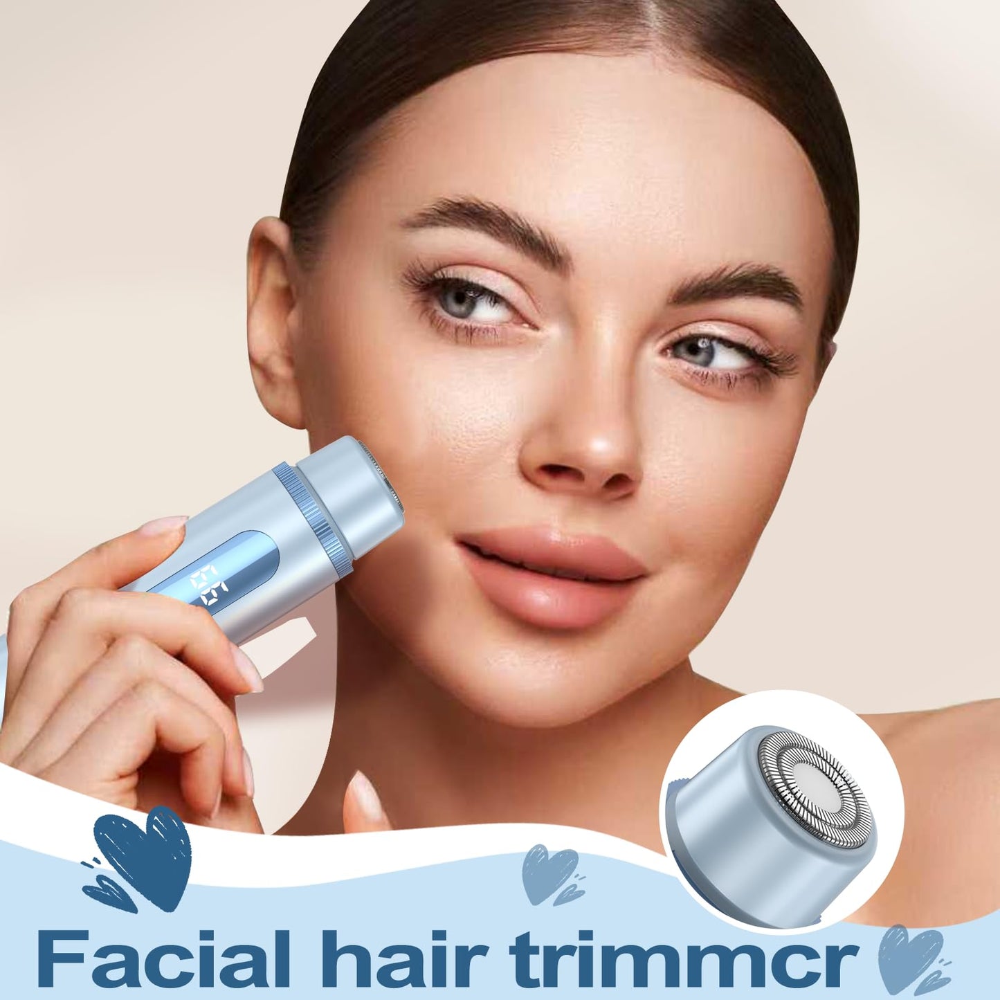 Bikini Trimmer for Women Electric Razors for Women Women's Electric Razor 2 in 1 Shaver Pubic Hair Trimmer Ipx7 Waterproof Wet Dry Use Bikini Shaver for Ladies Pubic,Legs,Face,Underarms(Blue)