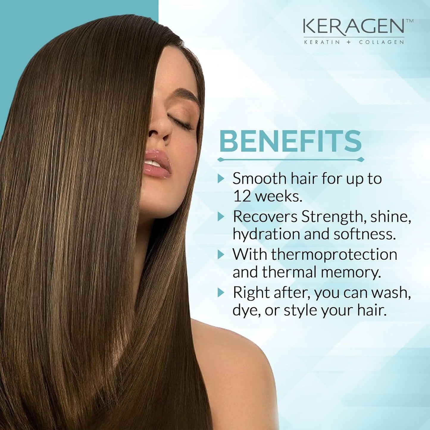 Keragen Brazilian Keratin Smoothing Treatment - Formaldehyde-Free Blowout for Frizzy Hair | 16 Oz