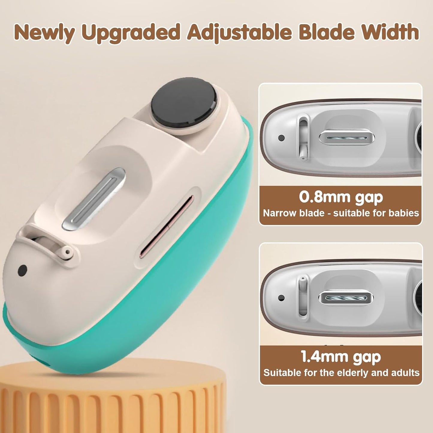 Electric Nail Clipper - Adjustable Blade for Thick & Thin Nails | Automatic Trimmer for Seniors, Adults & Babies (White)