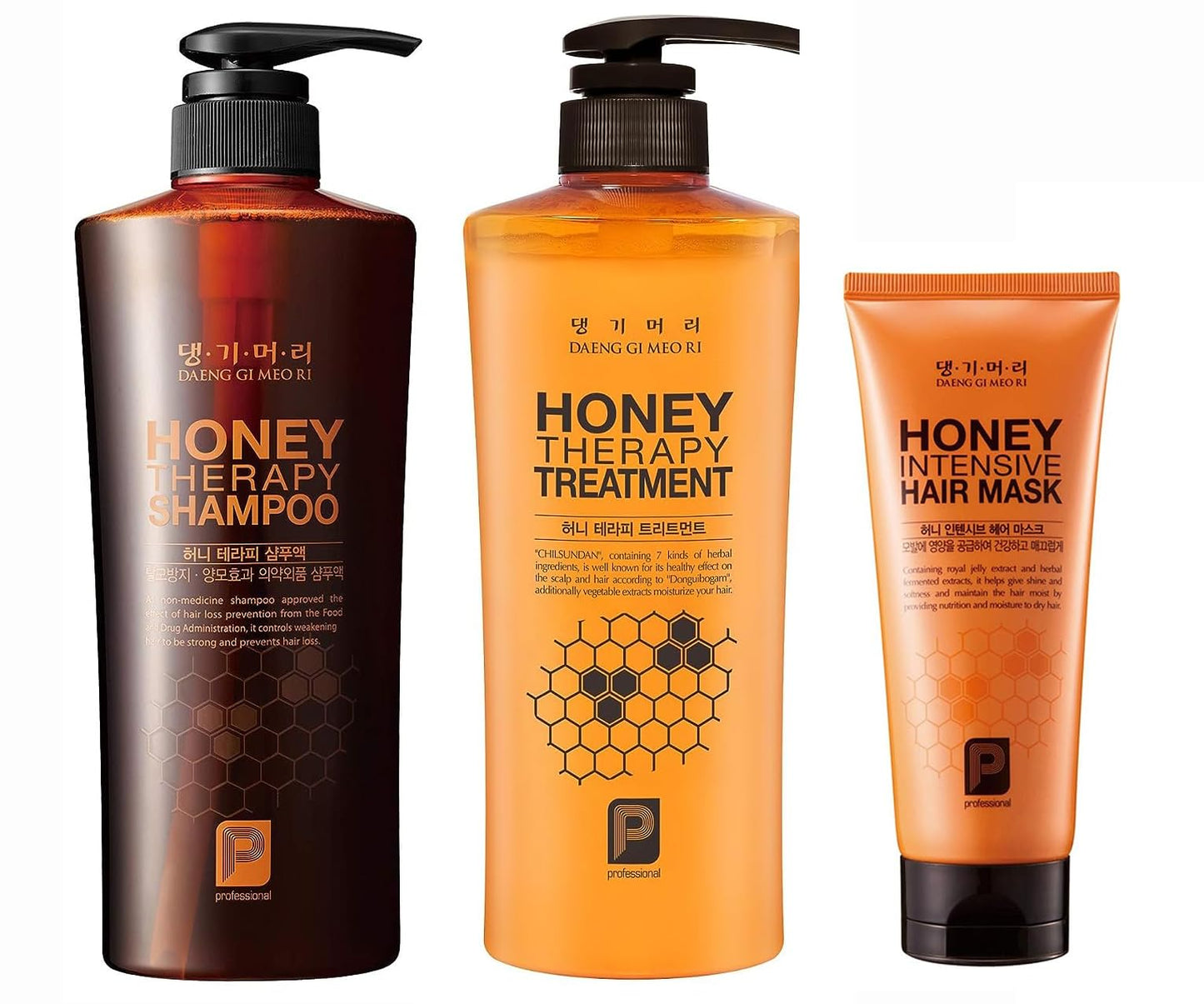 Daeng Gi Meo Ri - Honey Therapy Shampoo&Treatment&Hair Mask Set(Shampoo and Treatment16.9 FL.OZ/500ml,Hair Mask150ml), Packaging may vary