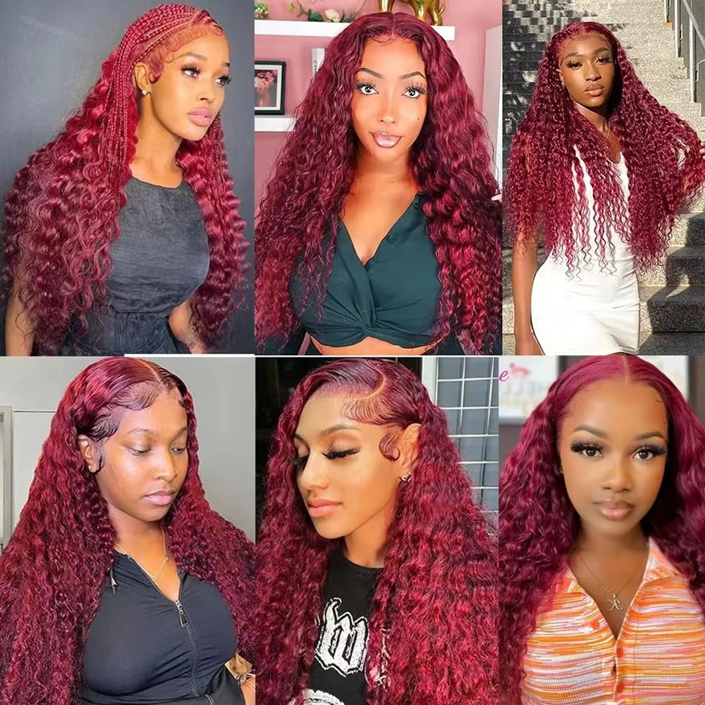 Red Bundles Human Hair Burgundy Water Wave Bundles 20 22 24 inch 99j Human Hair Weave Bundle Red Water Wave Bundle