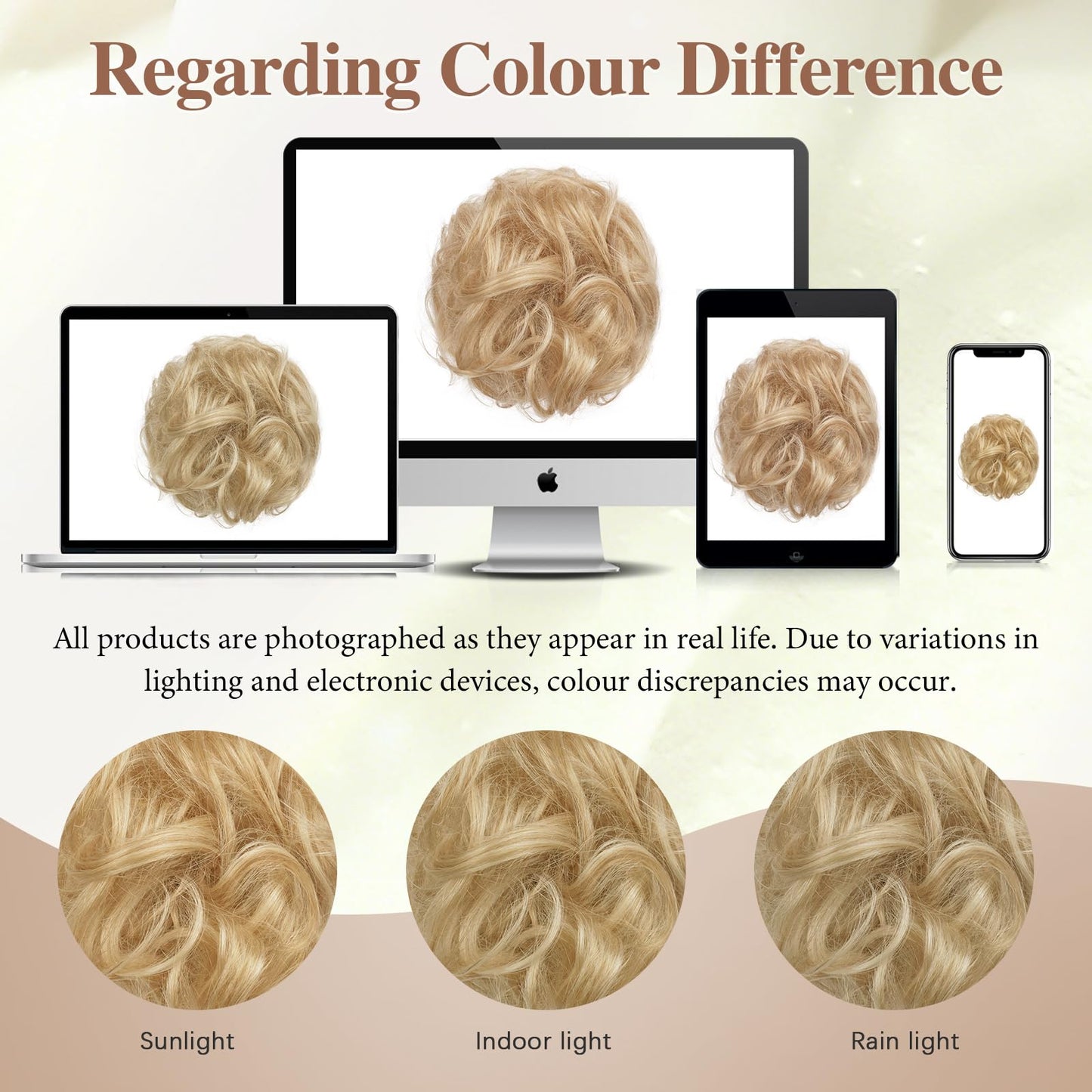 SOFEIYAN Human Hair Bun 100% Real Human Hair Claw Clip Messy Bun Hair Piece Natural Wavy Curly Chignon Hair Bun Extensions Tousled Updo Fake Bun Hair Piece for Women - Light Brown Mixed Light Blonde