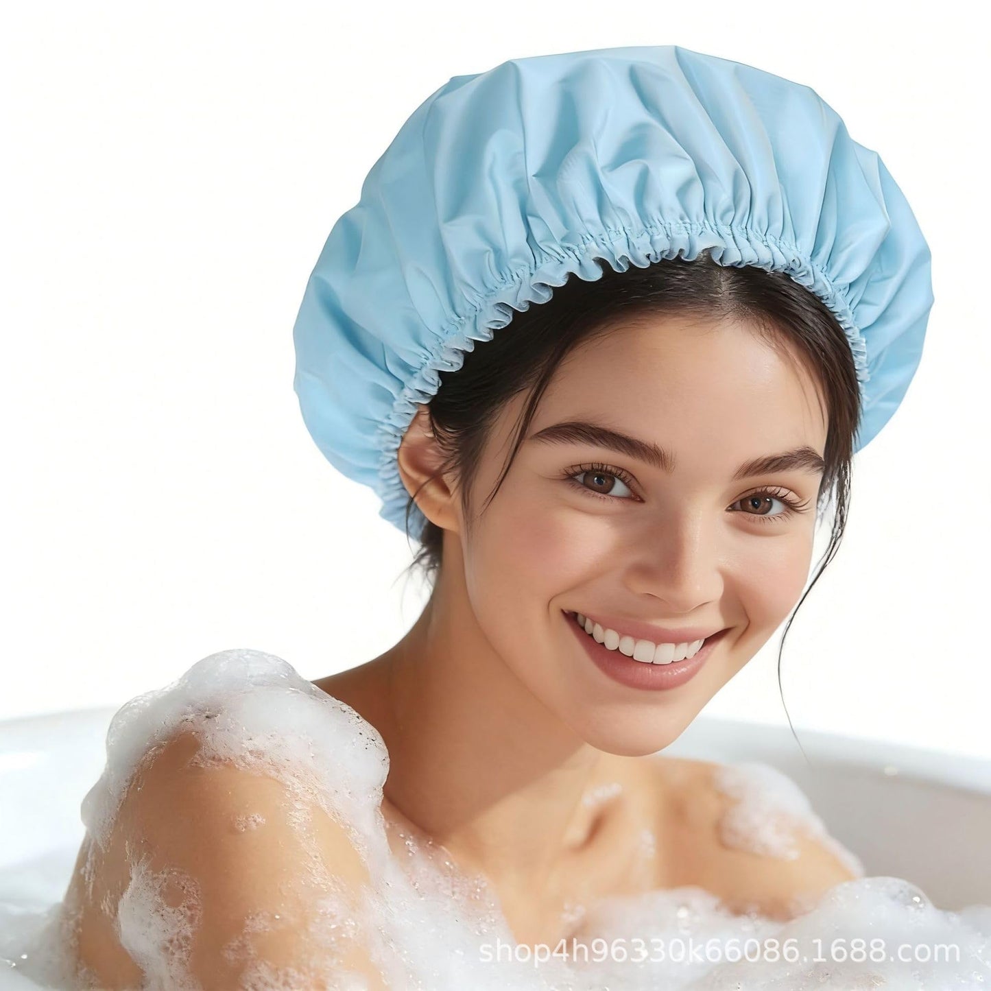 Reusable Shower Cap for Women, Waterproof Shower Bonnet, Washable Elastic Band Bath Hair Hat for Long Hair, Braids