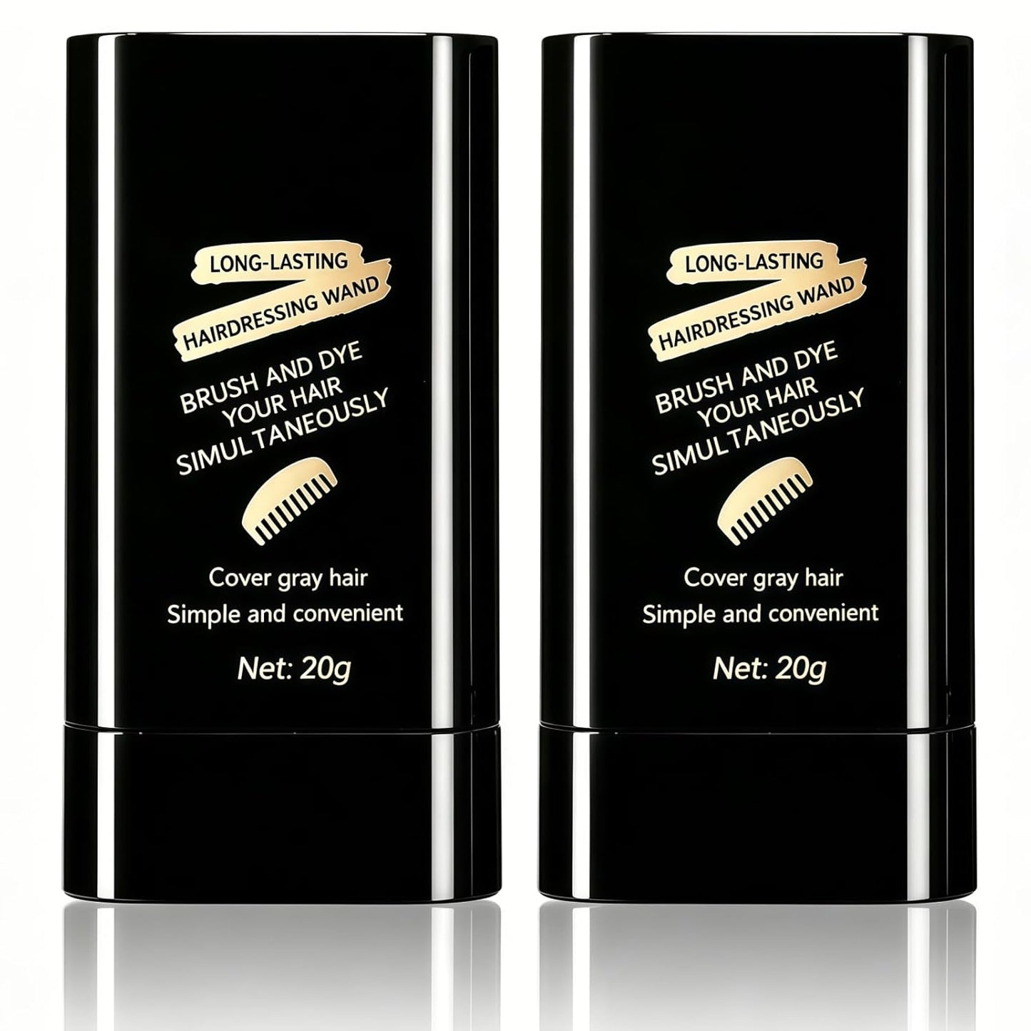 2-in-1 Hair Dye Comb Stick - Instant Grey Hair Concealer, Waterproof & Fast Root Retouching | 2-Pack Black