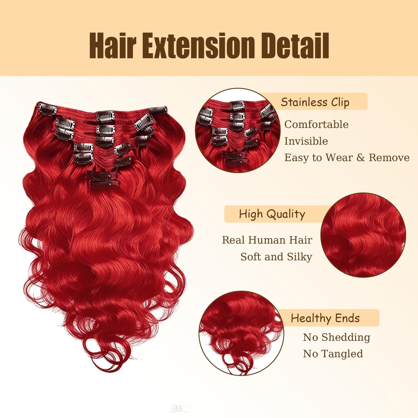 Red Clip in Hair Extensions Real Human Hair, 14 Inch 120g/7Pcs,Full Shine Remy Human Hair,Wine Red Body Wave Clip ins Brazilian Virgin Human Hair Extensions