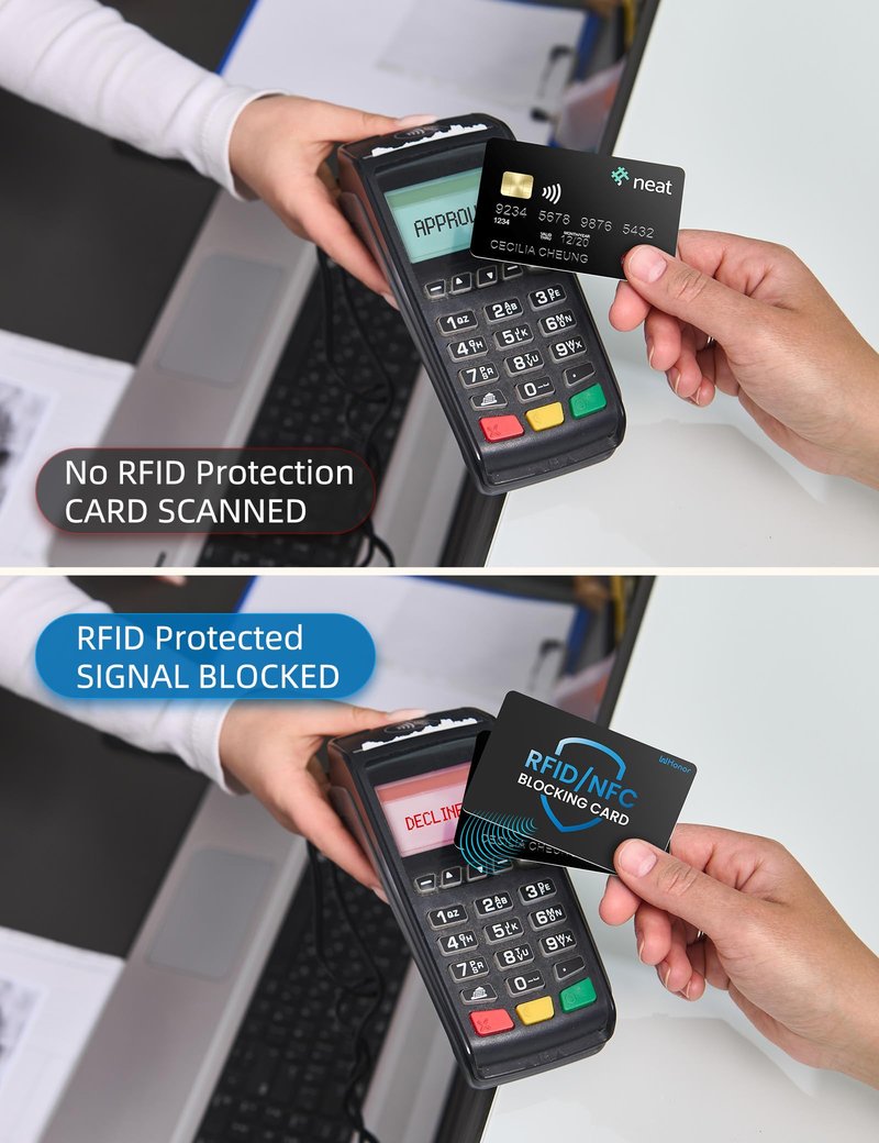 WHonor RFID Blocking Card 6 Pack, Bank Debit Credit Card Protector, Anti-Theft Contactless NFC Blocker, Entire Wallet Protection