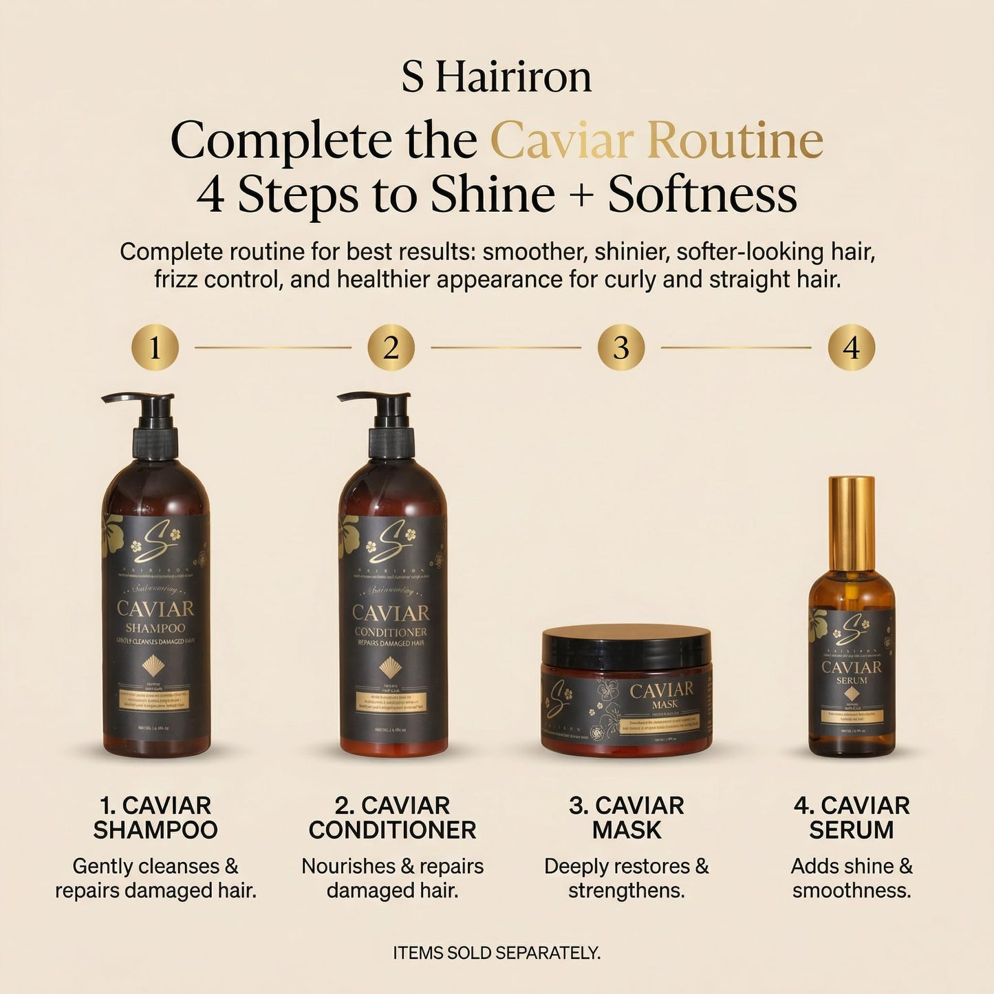 S Hairiron Caviar Hair Mask-Bond Repair Deep Conditioning Treatment for Dry & Demaged Hair, Anti-Frizz Shine