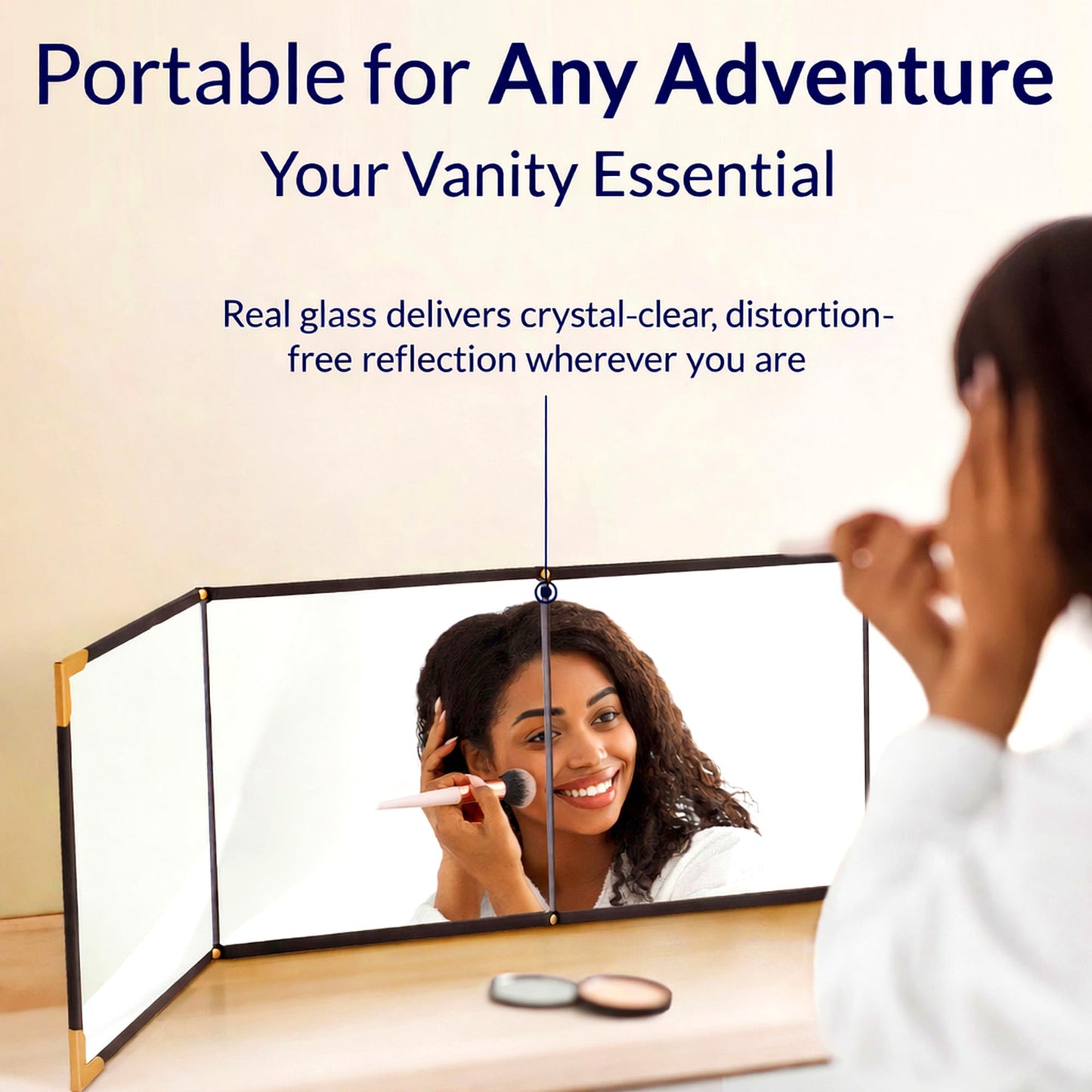 Real Glass, Folding 32" Full-Length Travel Mirror, Portable, Folds 9"x8"