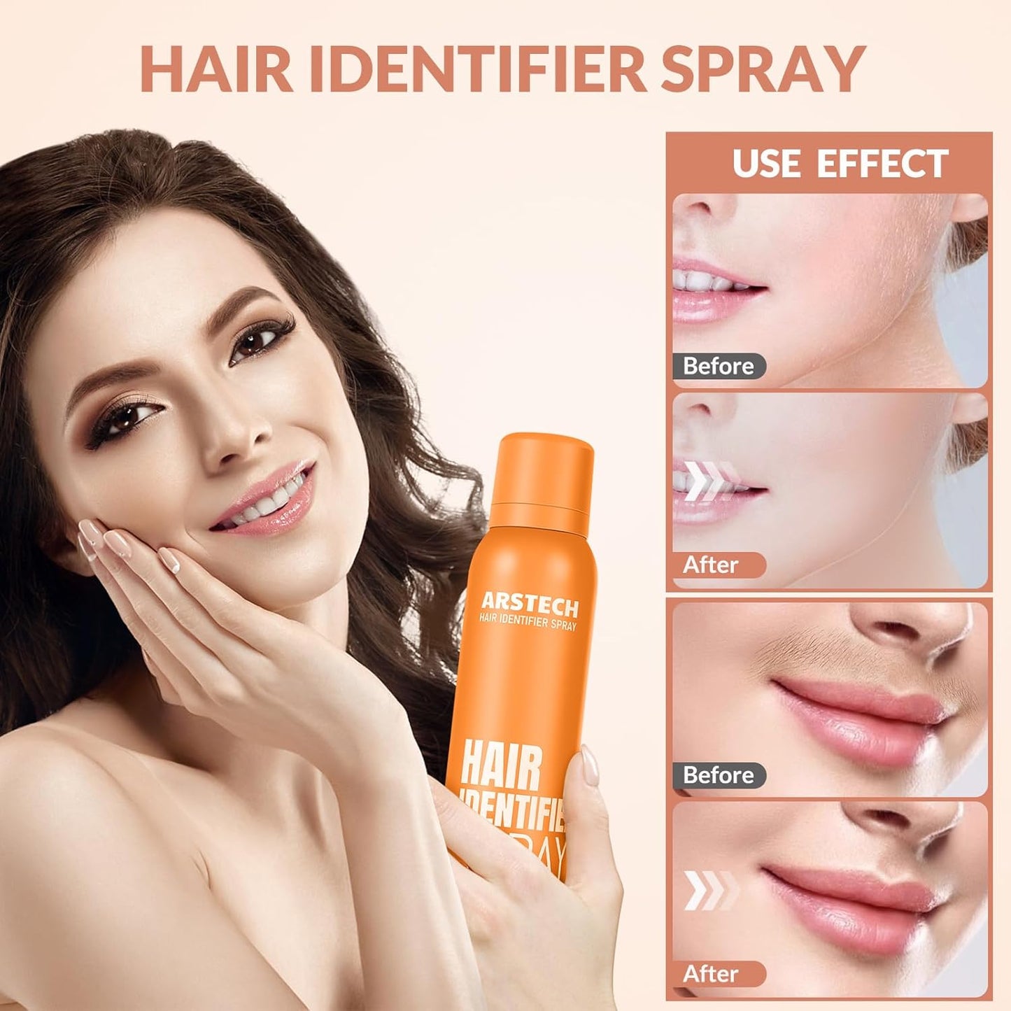 Hair Identifier Spray - Dermaplaning Tool for Women | 4 Face Razors Included, Ideal for Smooth Skin