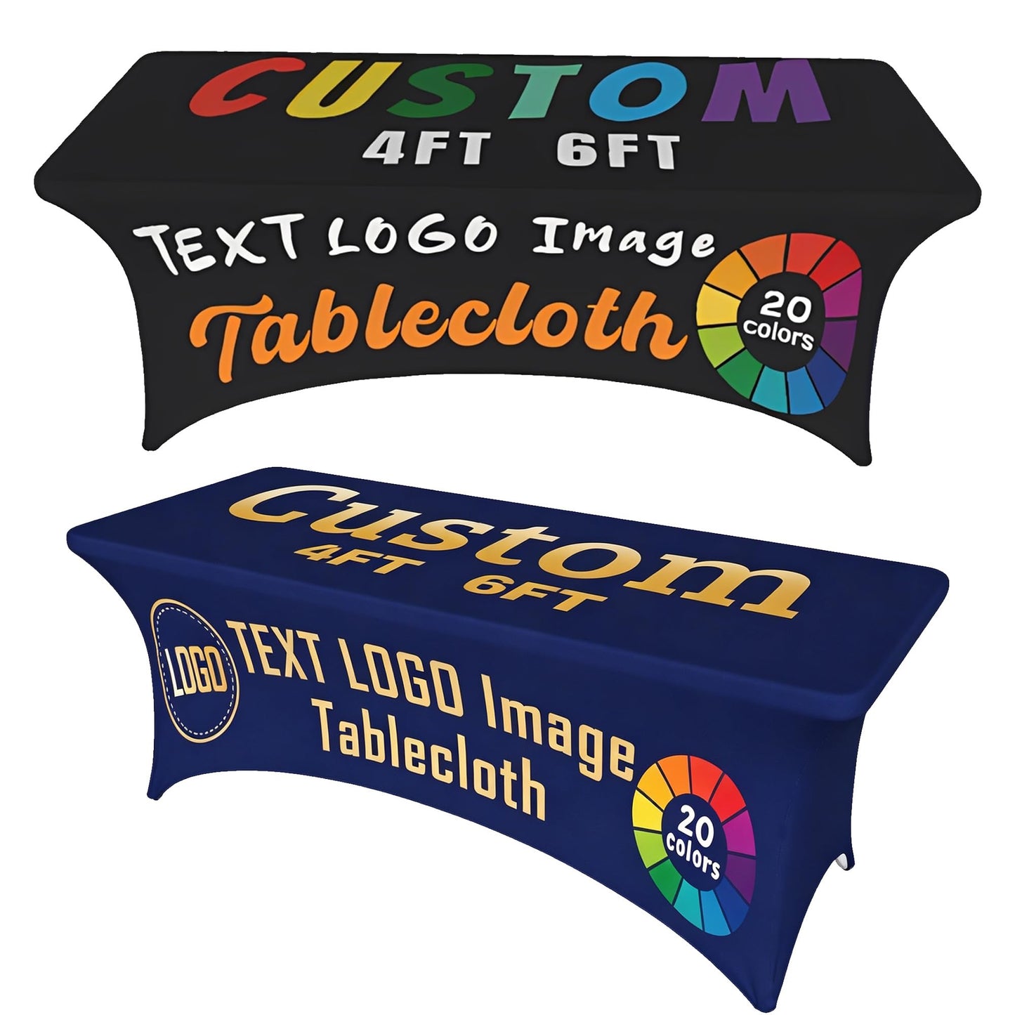 Byxhuc Custom Tablecloth for Tradeshow Business Events Wedding, Personalized Logo Table Cloth for Business Customized Fitted Rectangular Stretch Tablecloth 6FT with Logo Photo Text