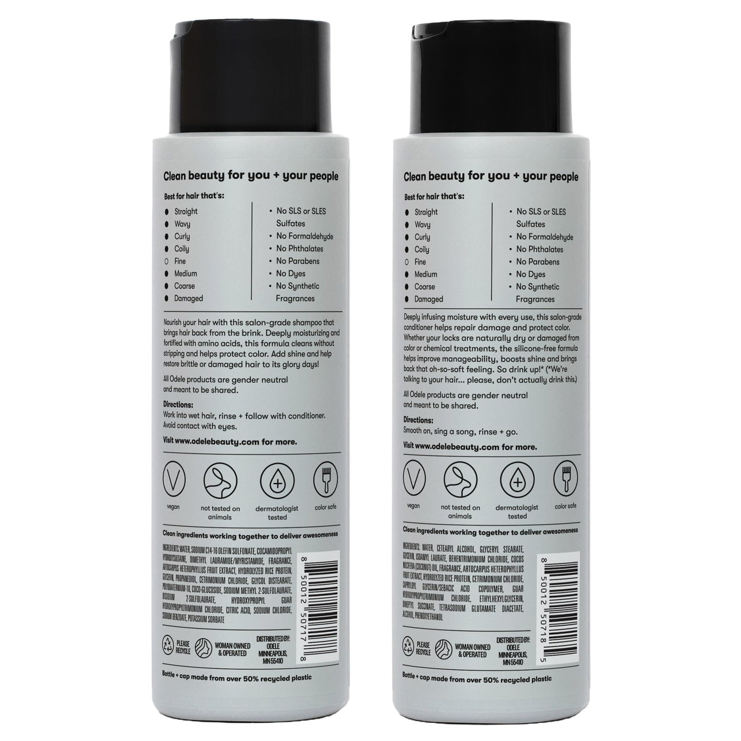 Odele Moisture Repair Sulfate-Free Shampoo & Conditioner Set, for Intense Hydration to Restore & Nourish Dry or Damaged Hair, 13 Fl Oz Each (2-Pack)