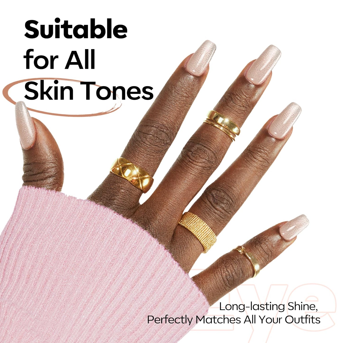 modelones Silk Cat Eye Gel Nail Polish Nude Silver Moonlight Glitter Holographic Glass Cat Eye Summer Jelly Shimmer Reflective Translucent U v Gel Magnetic Nail Polish 15 ML