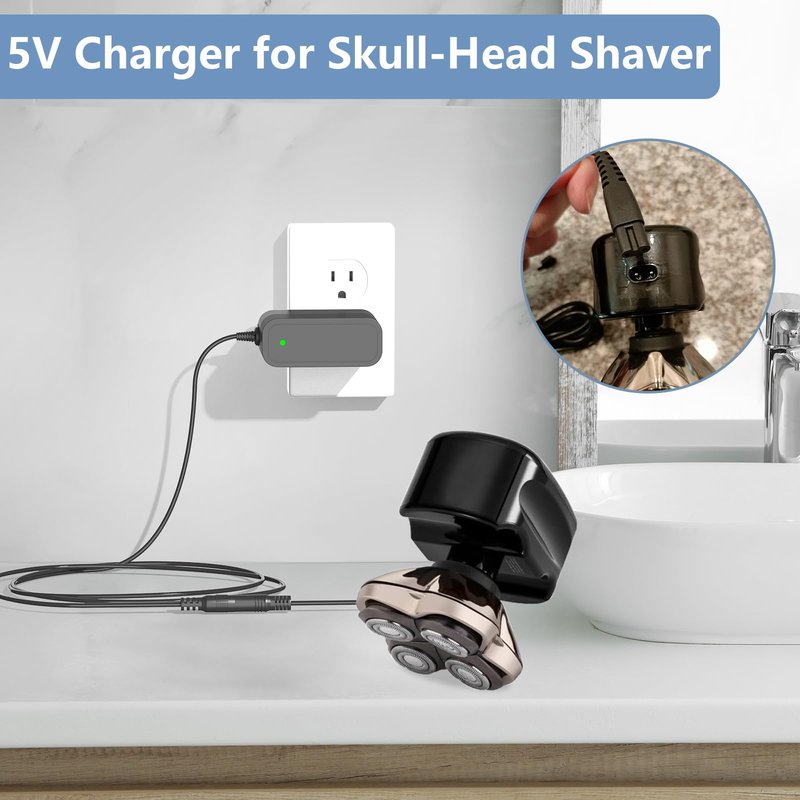 5V Charger for Skull Shaver Replacement for Skull Pitbull Gold Pro/Silver Pro/Platinum Pro and Butterfly Kiss Pro Shaver DC Power Cord Charger