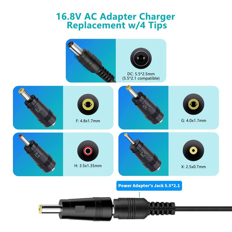 16.8V AC/DC Massage Gun Charger Adapter with 16.8V 0.8A 1A Massage Guns Power Supply Cord Cable (6.6Ft)