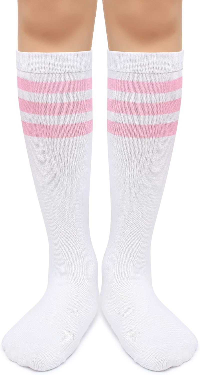 Kids Over the Calf Tube Socks - Soft Cotton Athletic Stripes for Boys & Girls | Comfortable Fit