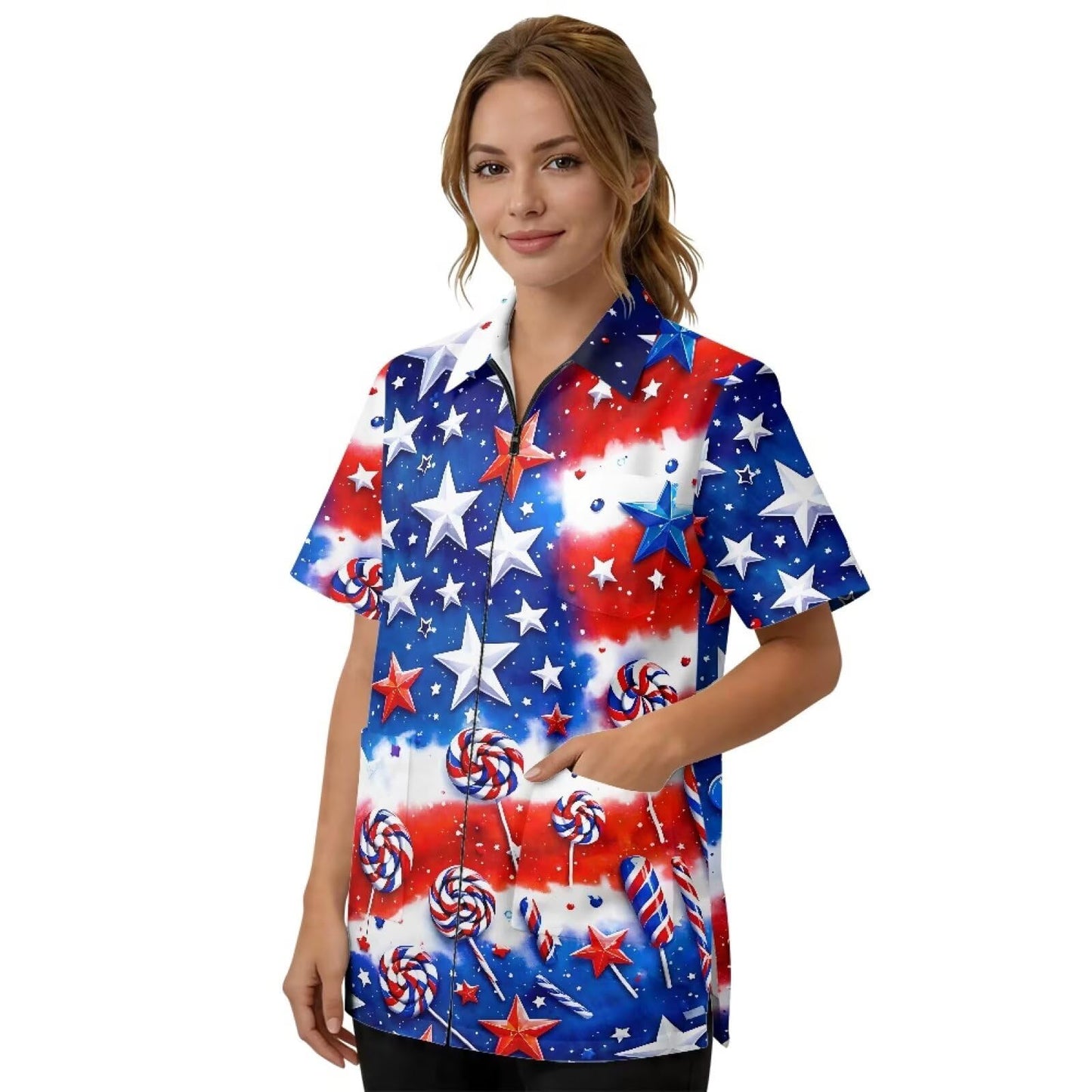 Srengjodk America Flag Print Hair Stylist Apron Dog Grooming Smock For Women Men Hair Stylist Apron Professional Pet Groomer Smock Smock For Cosmetologist,Barber Xl XL