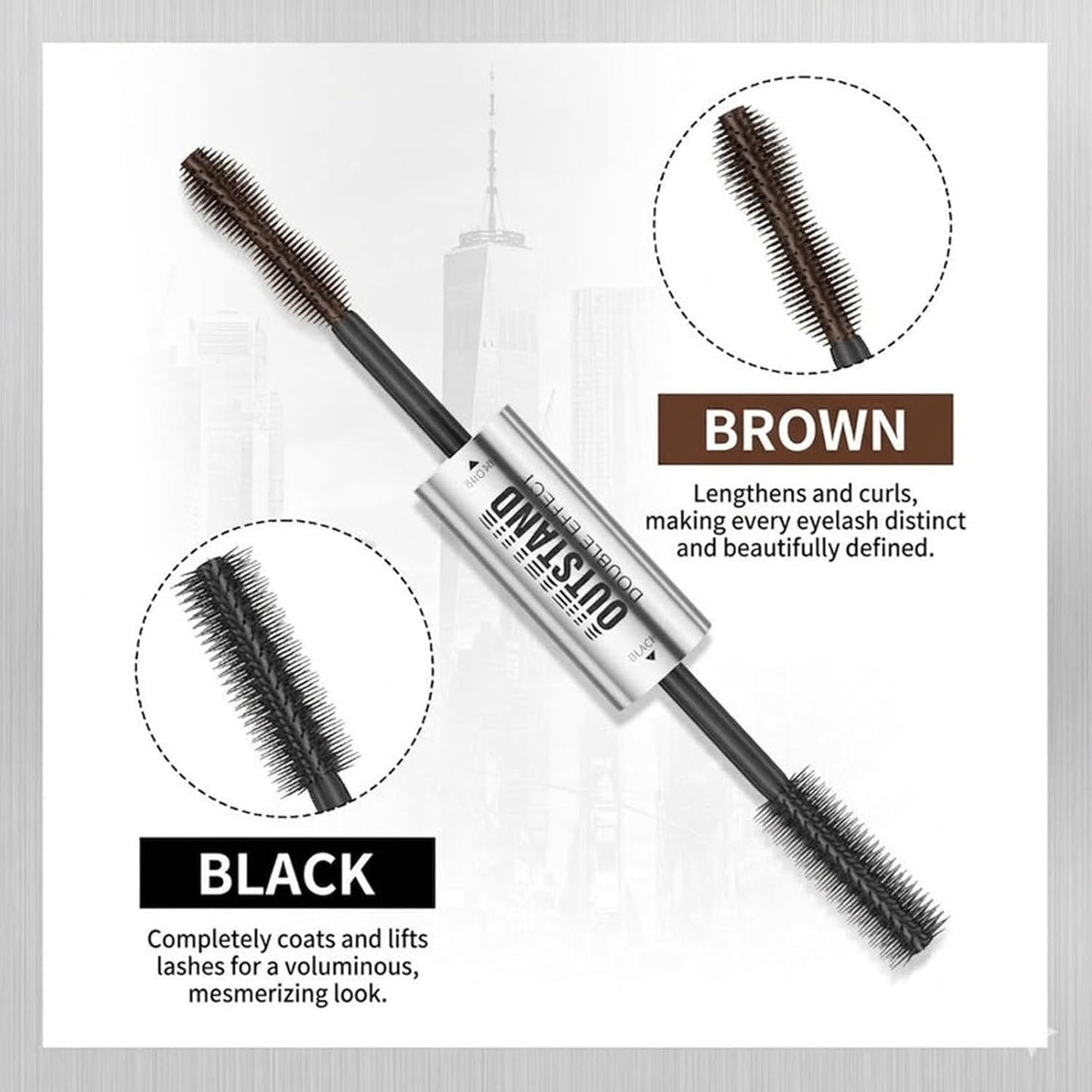 HD Waterproof Mascara Duo for Natural 3D Lashes - Black & Coffee Brown | All-Day Wear, No Clumping (2pcs)