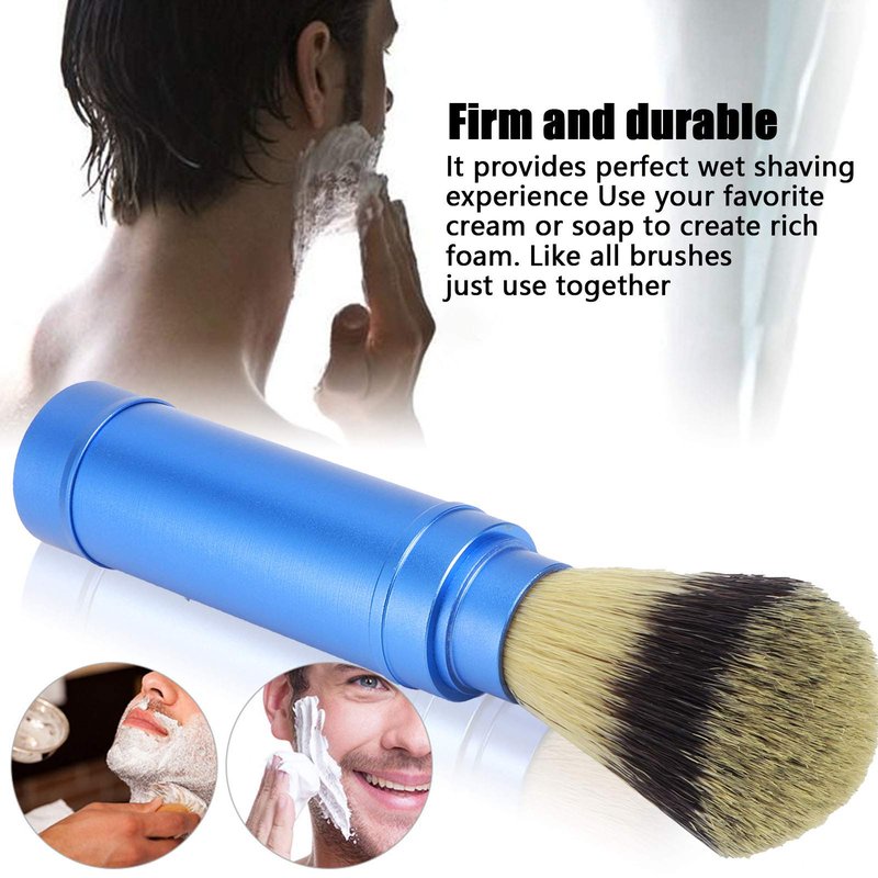 Travel Aluminum Shaving Brush- Soft Synthetic Luxury Shave Brush, Facial Cleaning Grooming Bathroom Tool for Shaving Razor,Safety Razor, Double Edge Razor, Straight Razor