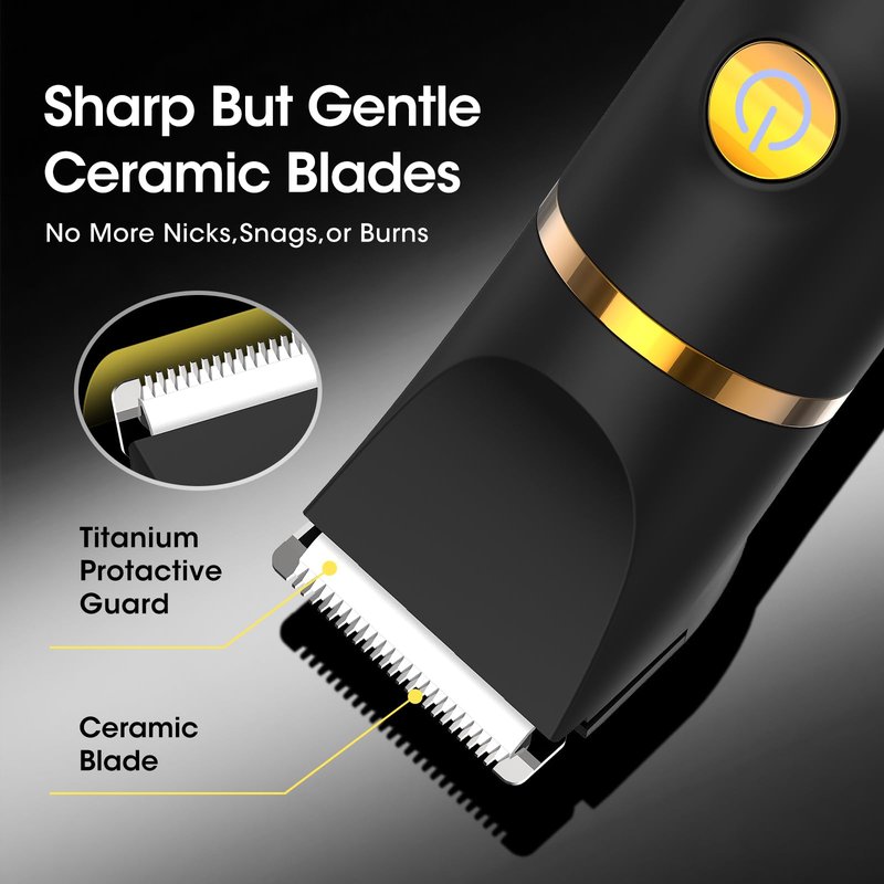Zesuti Manscape Body Hair Trimmer for Men: Pubic Hair Trimmer, 3 in 1 Versatile Electric Shaver for Groin,Face,Beard,Nose,Waterproof Body Groomer with Ceramic Blades, Mens Gifts