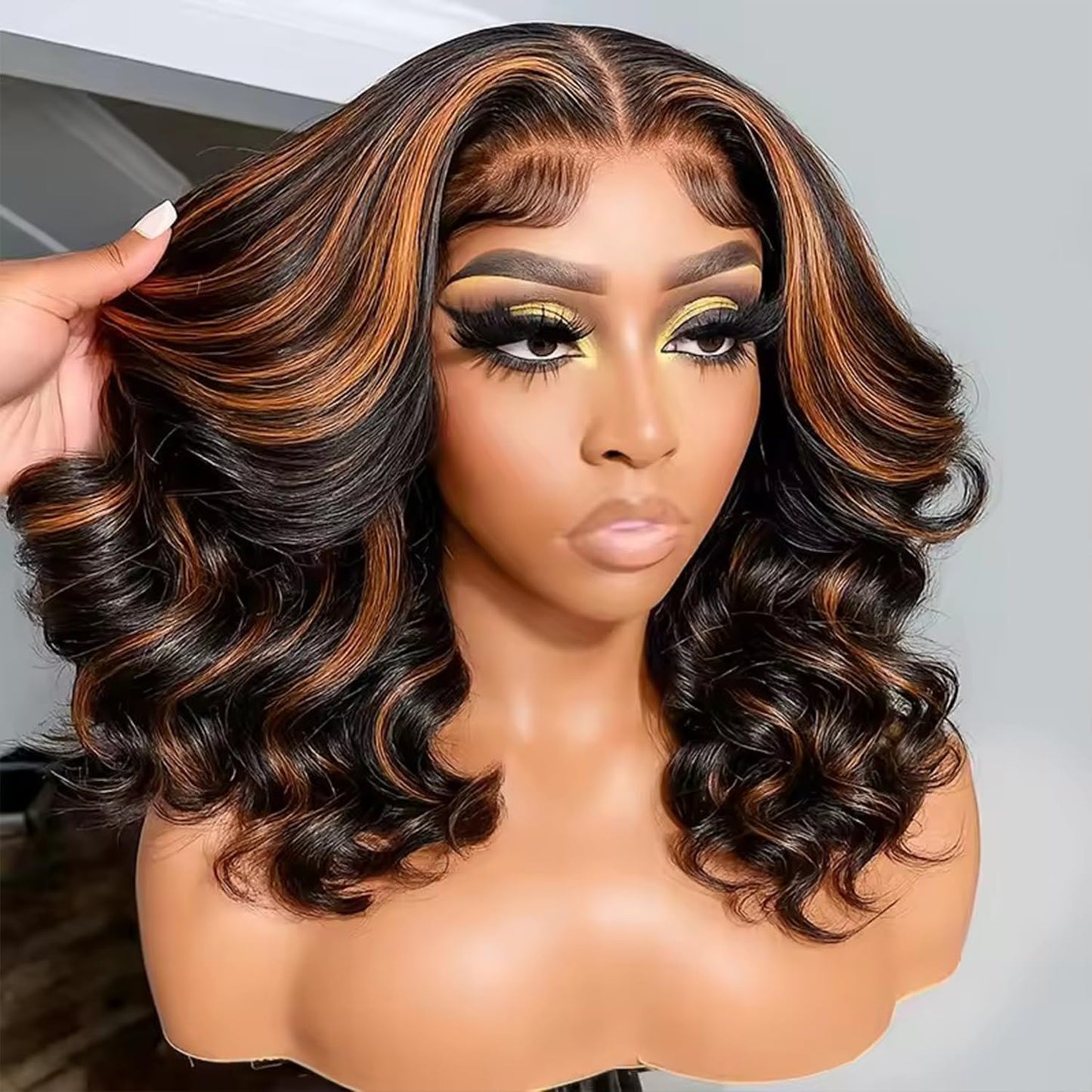 30 Inch Body Wave Lace Front Wig - Glueless Pre-Cut Highlight Ombre 1B/30 | 220% Density for Women