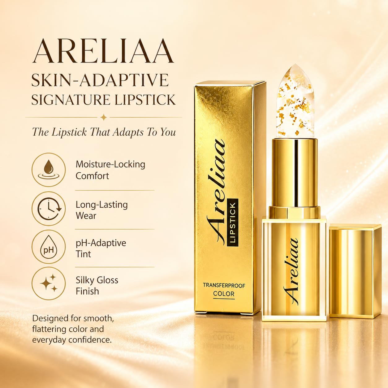 KBOWQ Areliaa Lipstick, Areliaa Skin-Adaptive Signature Lipstick - The Lipsticks That Adapts To You, Long Lasting Moisturizing, PH Lipsticks Color Changing for Older Women (1Pc)