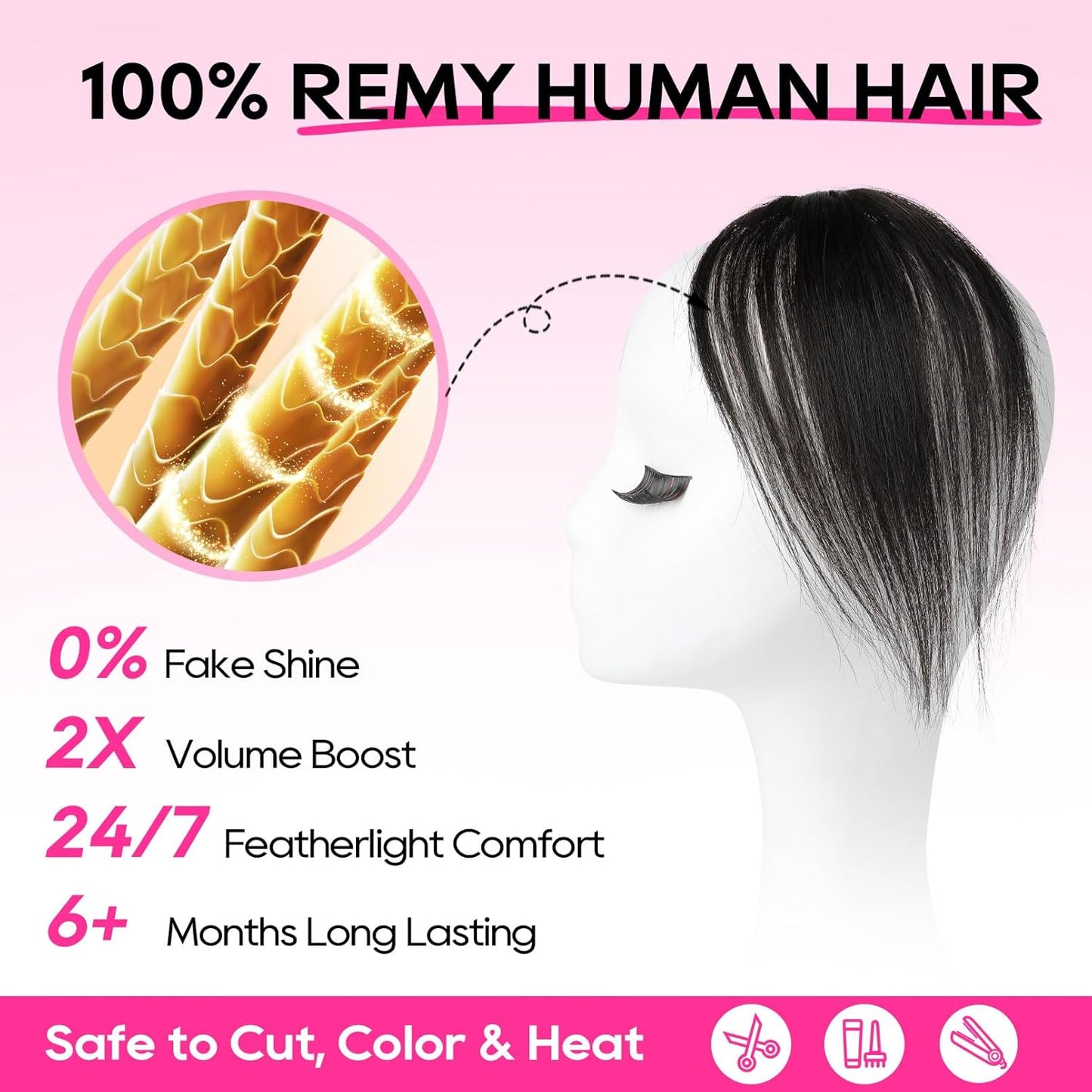 REECHO Clip-In Hair Volumizer | Short Thick Extensions for Extra Volume - Off Black, 8 Inch