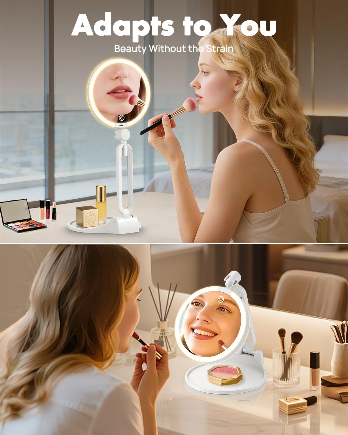 Travel Magnifying Makeup Mirror - Dual-Sided 1X/20X Lighted | Rechargeable, 6-Inch, 360° Adjustable