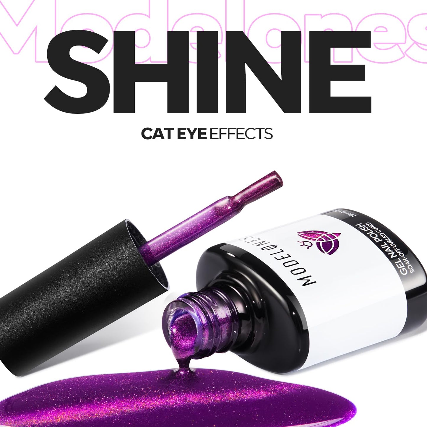 Cat Eye Gel Nail Polish - Purple Magnetic Shimmer with Yellow Glitter | Soak Off UV Winter Gel for DIY Manicure