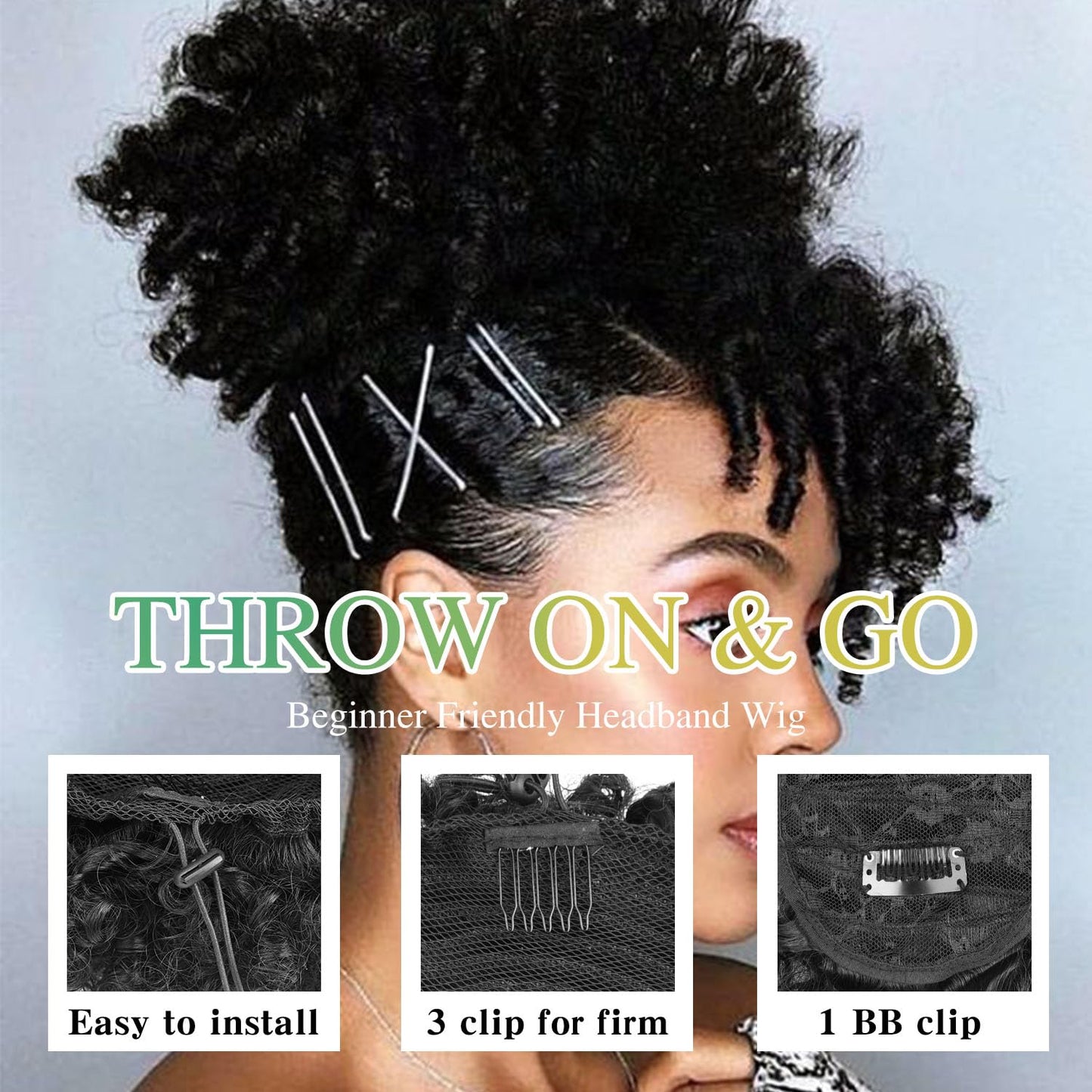 Drawstring Ponytail for Black Women - Kinky Curly Afro Puff Hair Extension with Bangs | Natural Updo Wig