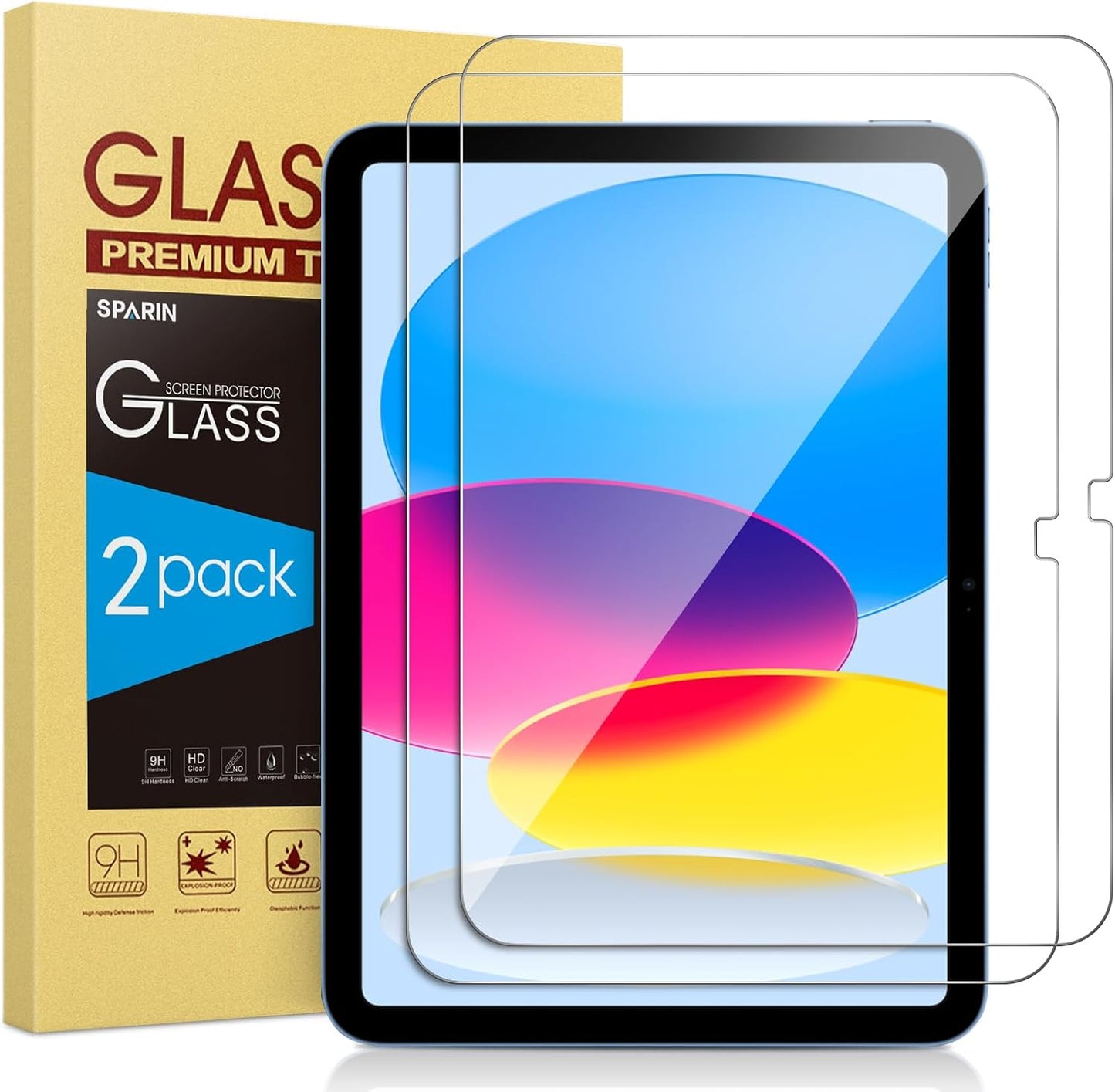SPARIN iPad Screen Protector - 2 Pack Tempered Glass for 11 Inch & 10.9 Inch | Case Friendly, Anti-Scratch, Touch Sensitive