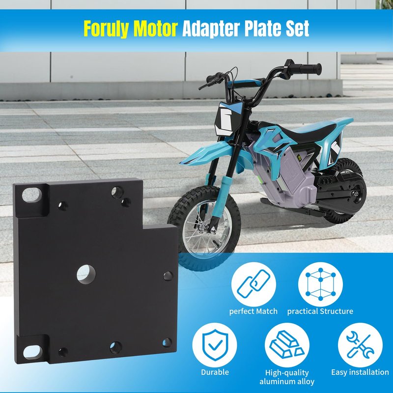 Foruly Upgraded Motor Adapter Plate for Razor MX350 / MX450 / Pocket Mod | Fits MY1020 48V 1000W Brush Motor | Black CNC Mounting Bracket Kit