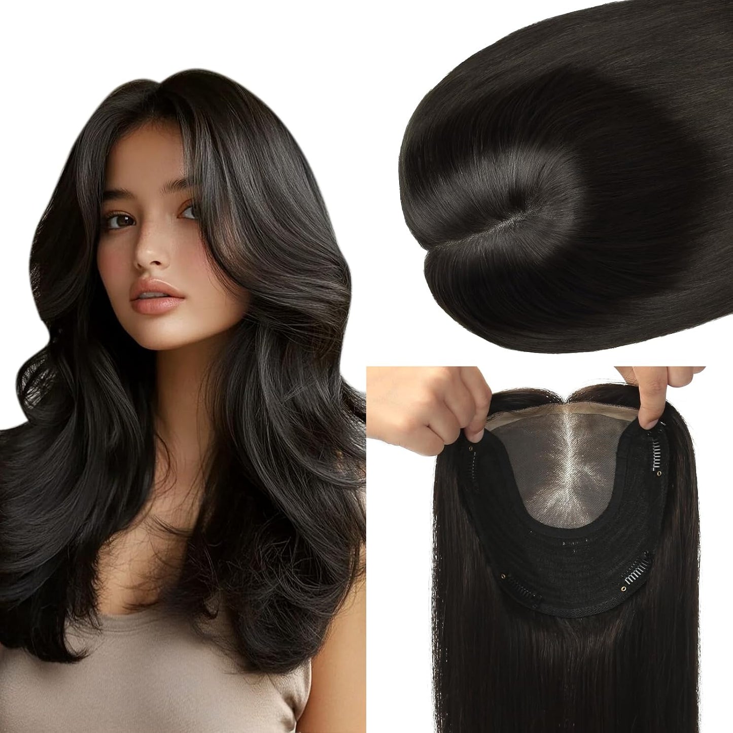 Real Human Hair Toppers for Women - Thinning Crown Solution | 6x7 Inch, 150 Density, 14 Inch Platinum Blonde