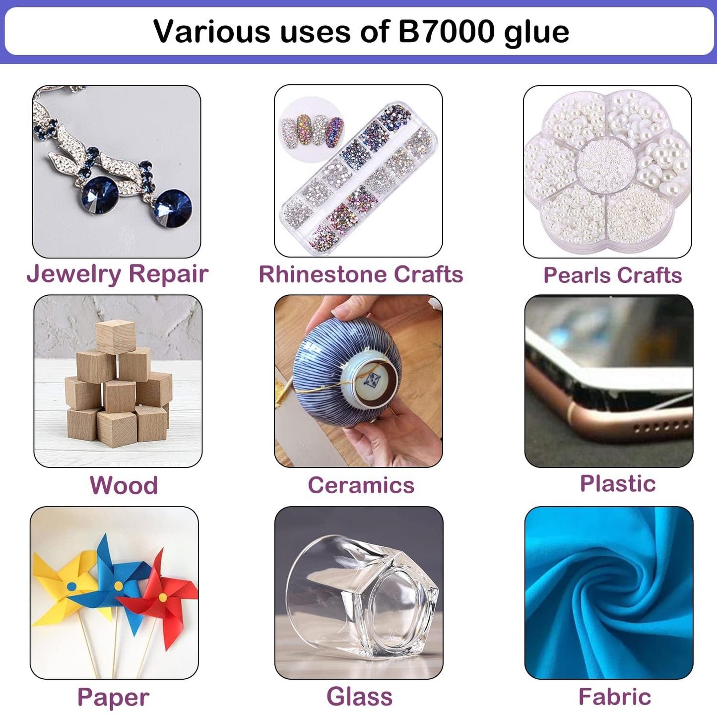 B7000 Adhesive Rhinestone Glue - 2PCS 110ml for Jewelry, Crafts & Nail Art | Includes Dotting Pens & Tweezers