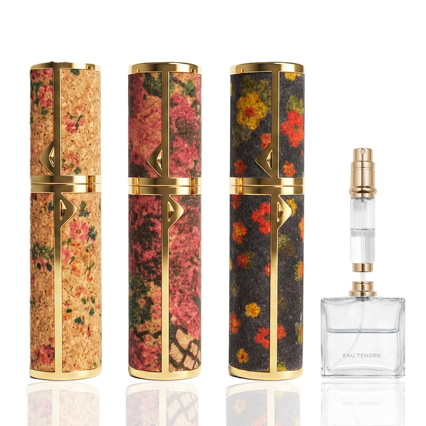 BODORISEN Travel Perfume Bottle Refillable 5ML, Leak-Proof Perfume Atomizer for Purse, Portable Mini Travel Size Spray Bottles for Fragrance, The Floral/Art Series, TSA Approved 3 Pcs