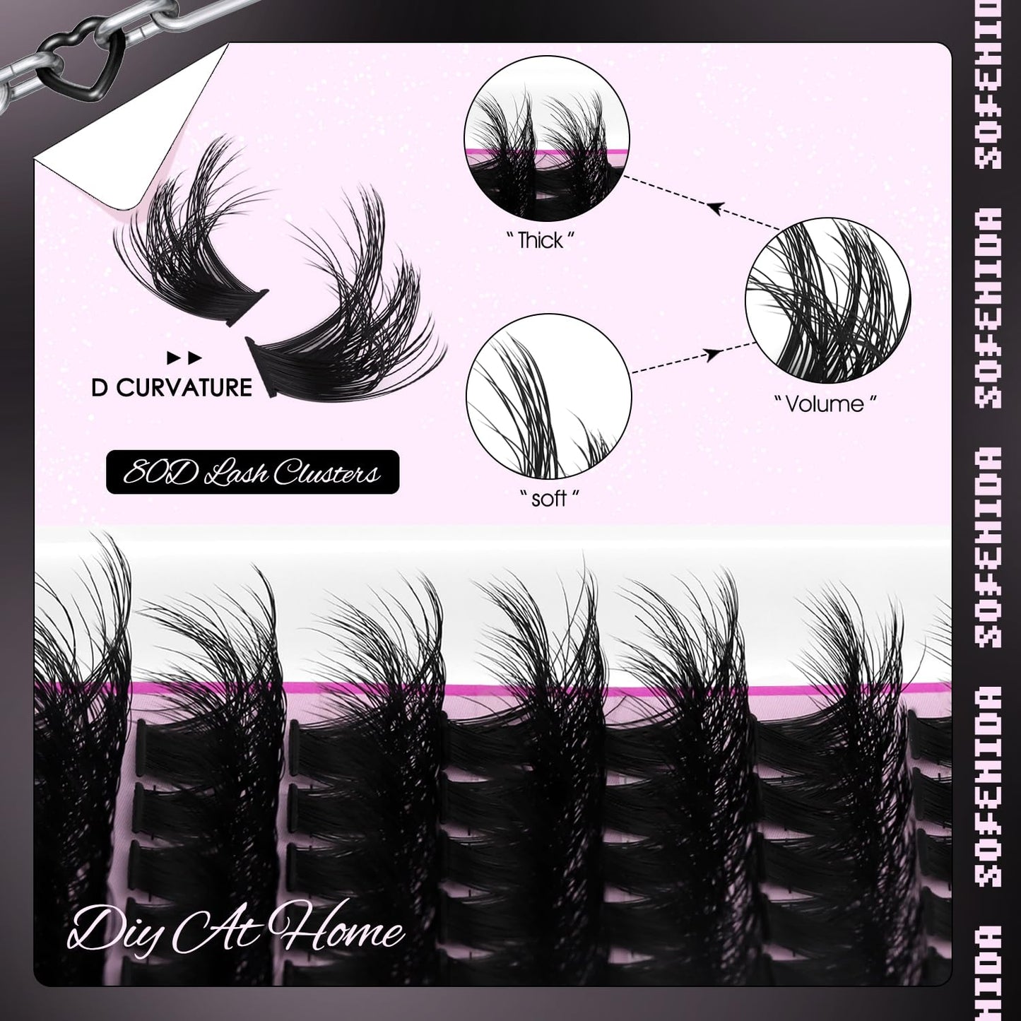 Lash Clusters Kit - 80D Volume Eyelash Extensions | 10-18mm D Curly 3D Wispy DIY Cluster Lashes