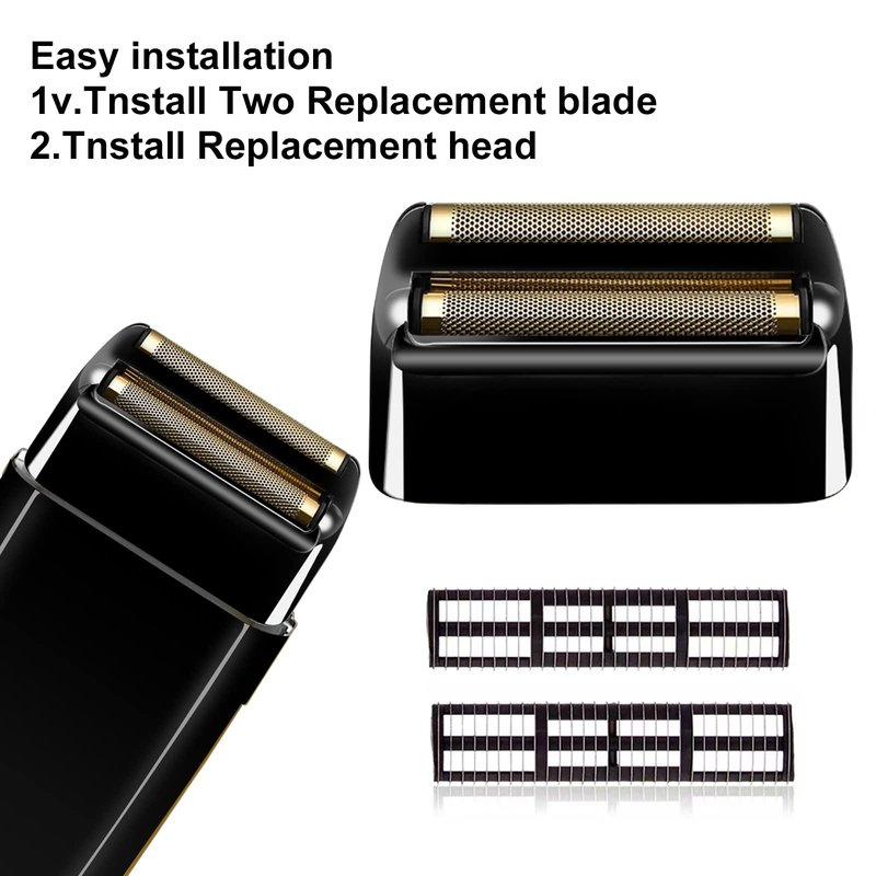 2 pack Professional Replacement Foil and Cutters for BaBylissPRO Barberology Double Foil Shaver, Compatible with BaBylissPRO Barberology FXFS2 Shaver，Black