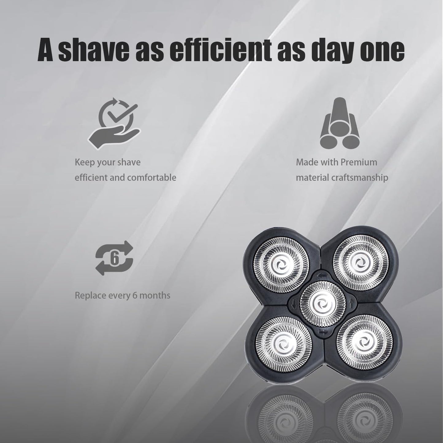 BOEEA 3 Pack Blades Refills Compatible with Freebird Shaver, 5 Blade Shaver Replacement Head for Bald Men, Electric Razor Replacement Heads for Freedom Grooming with 3 Cleaning Brush