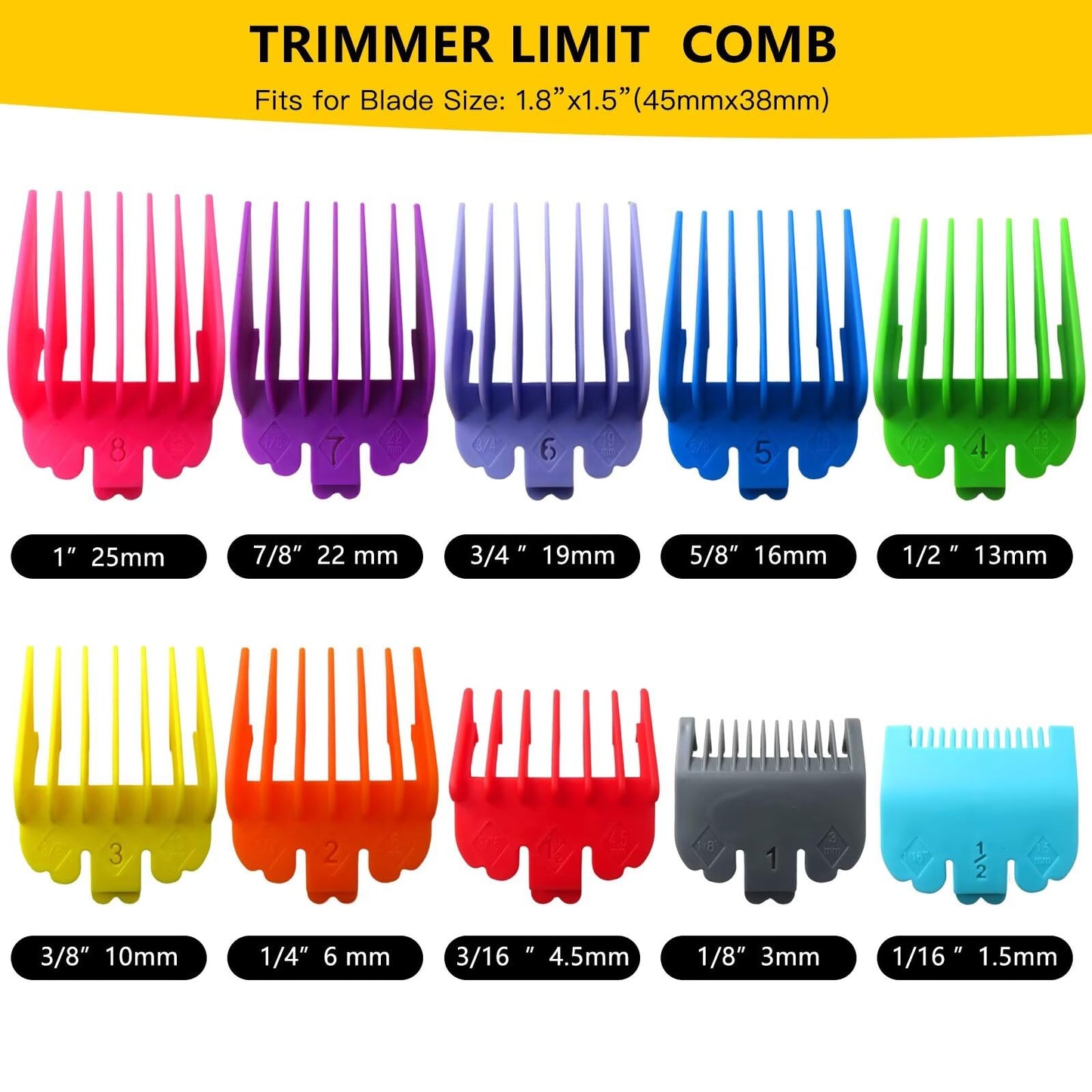 WELURE 10Pcs Hair Clipper Guards Cutting Combs for TPOB Slime2 - Multiple Colors