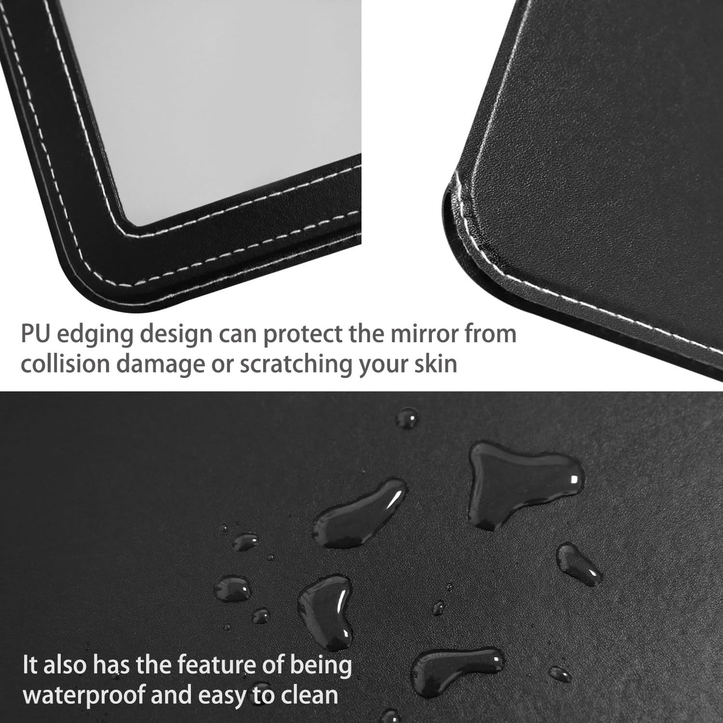 Travel Mirror - 6.5x8.9” Adjustable Foldable Desk Mirror with PU Edge Cover - Perfect for Camping & Home Use