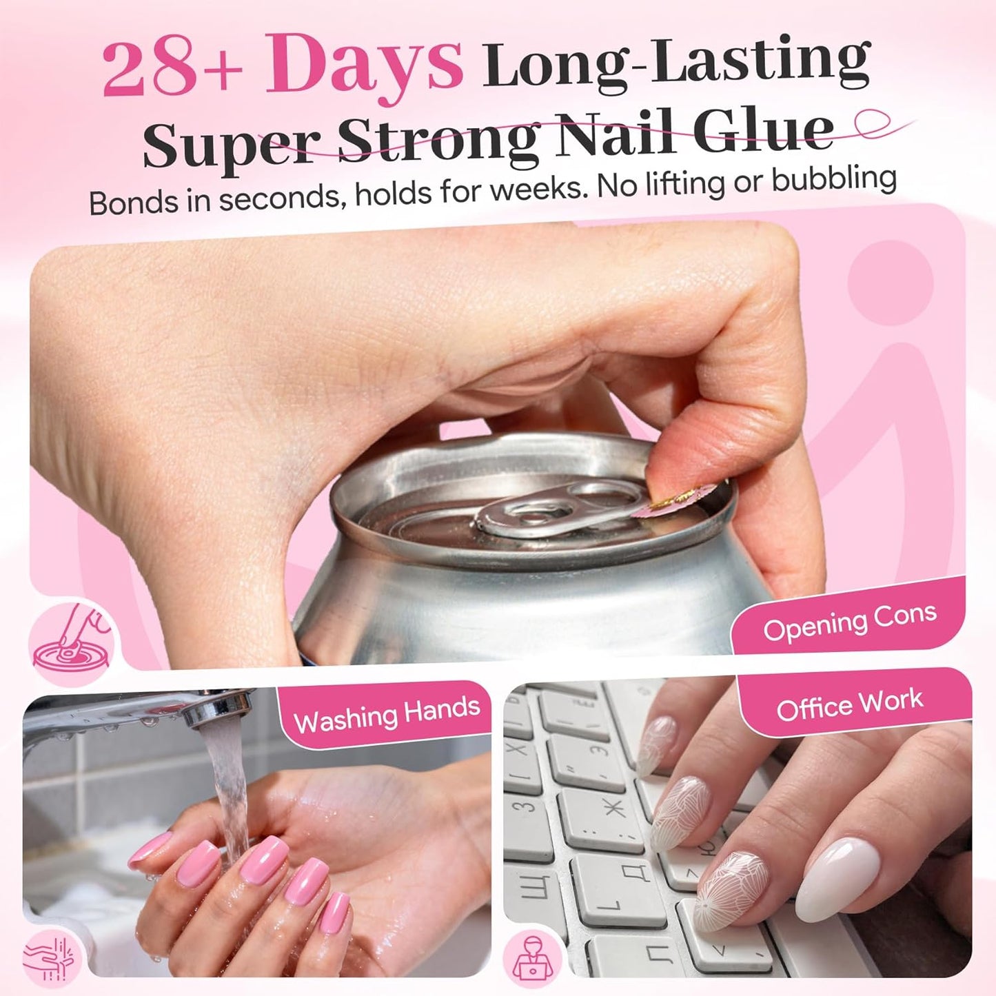 Strong Nail Glue - Quick Dry Semi Solid Gel Adhesive for Press Ons | 10g/0.35oz, Waterproof Bond for DIY Manicure