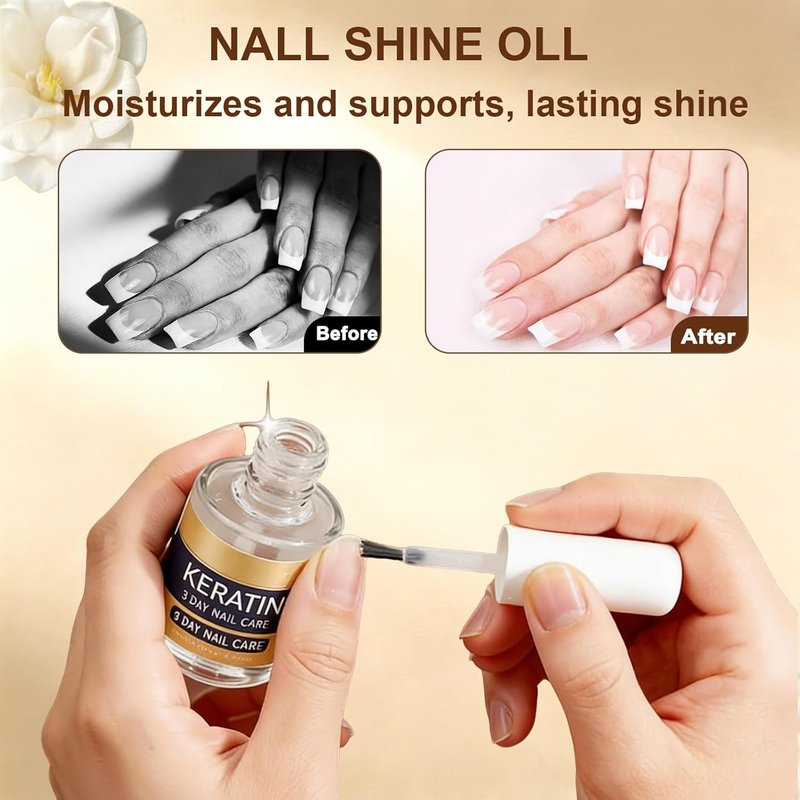 Keratin Nail Care Oil - 3-Day Repair Serum for Weak, Brittle Nails | Hydrating Aloe Vera & Lavender (2 Pcs)