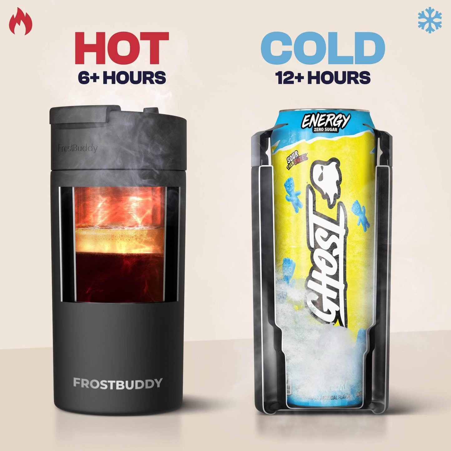 Frost Buddy Universal Can Cooler - Fits All - For Regular 12 & 16 oz or Slim-Size Bottles - Insulated Double-Walled Stainless Steel (MatteBlack)