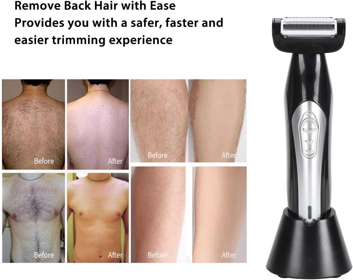 Multi Fuctional Chest Back Shavers for Men, Wet Dry Use Back Extreme Reach Removable Handle Shavers