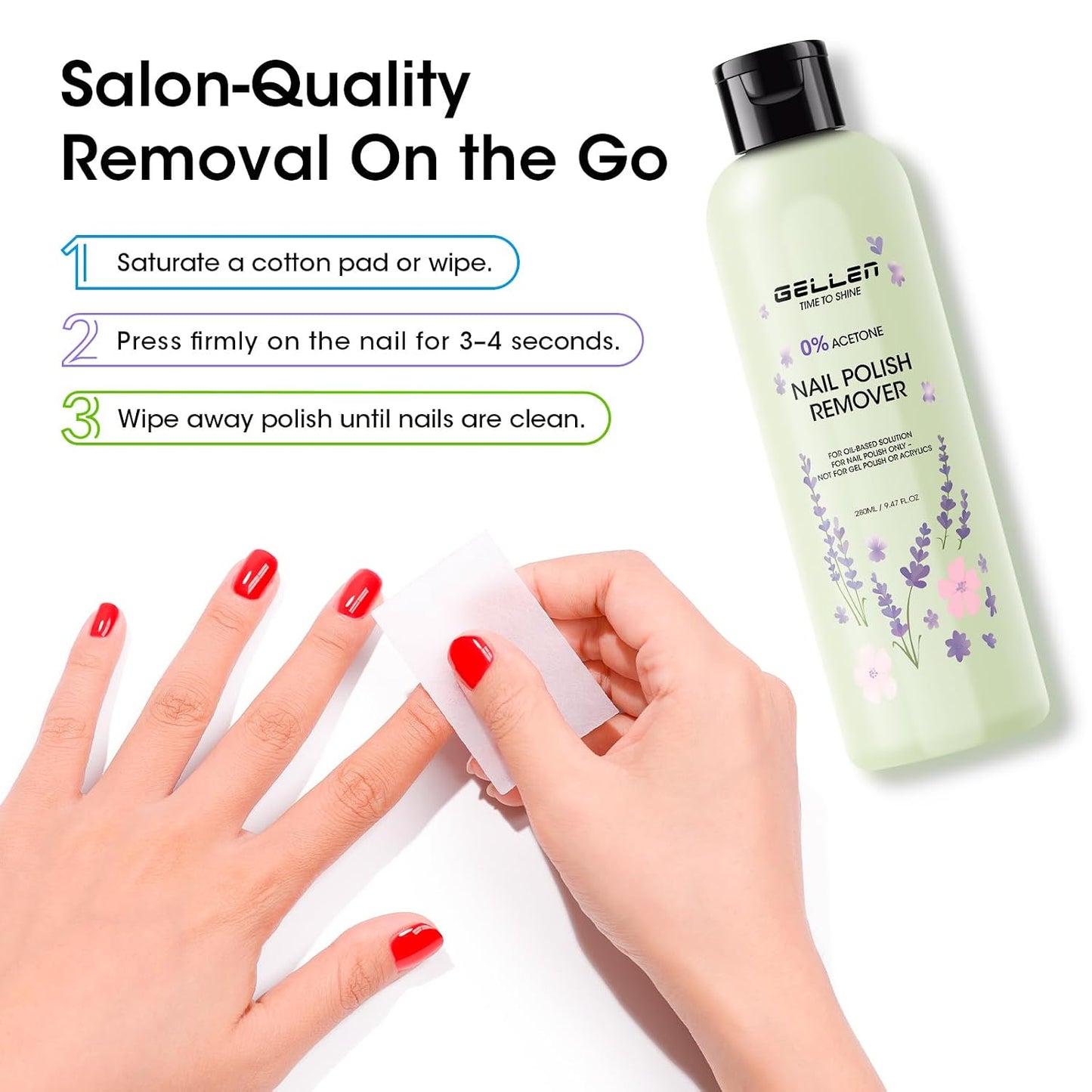 Gellen Jasmine Scent Nail Polish Remover Kit - Gentle Non-Drying Formula with Aloe & Vitamin E | 280ml