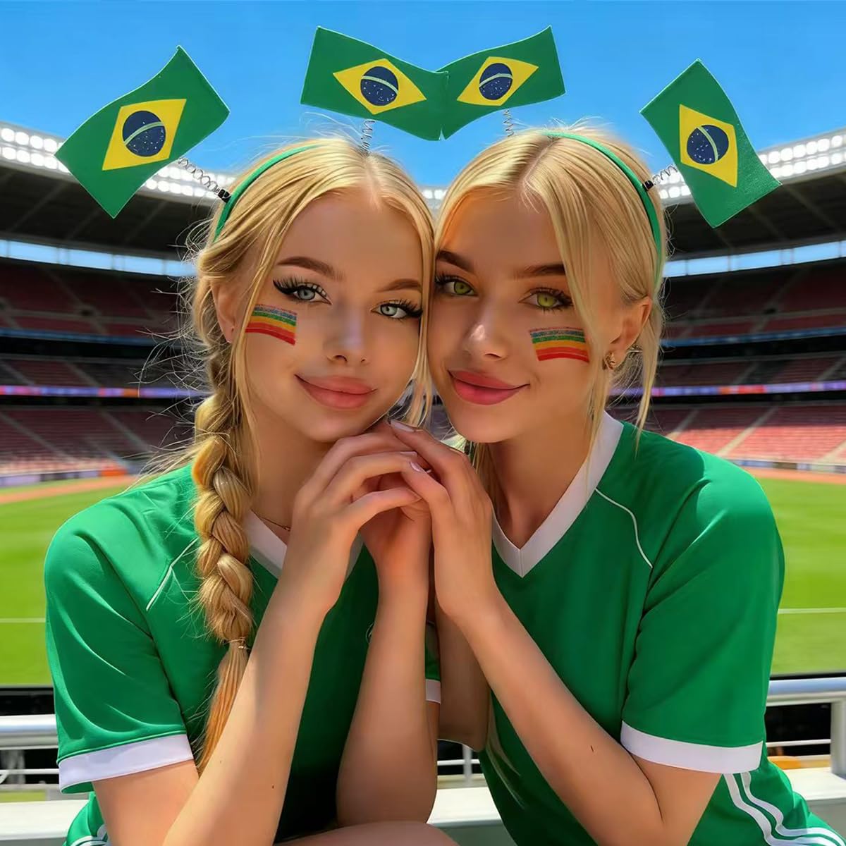 Brazilian flag flag headband and facial painting set Football fan headband for football parties Headwear accessories