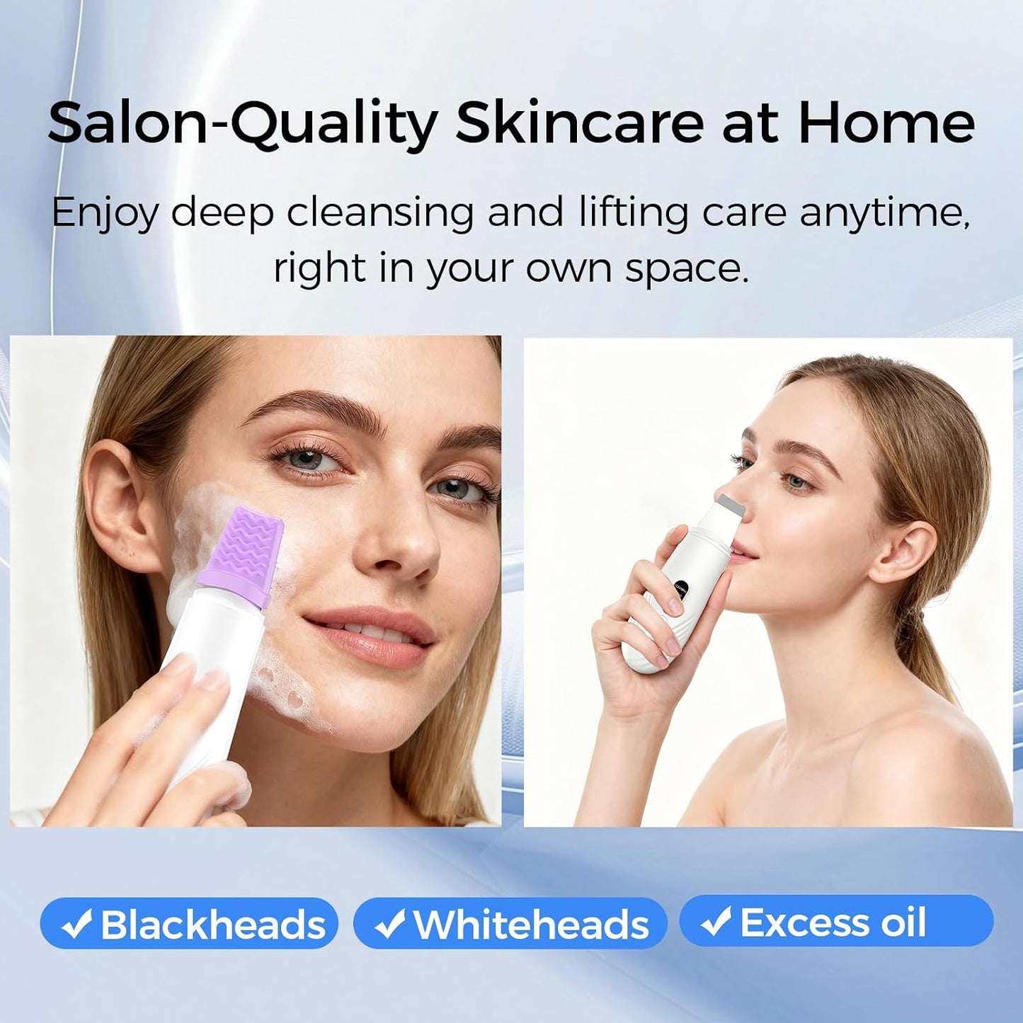 Face Scrubber - Skin Scrubber Spatula for Deep Cleansing | Blackhead Remover with 4 Modes (White)