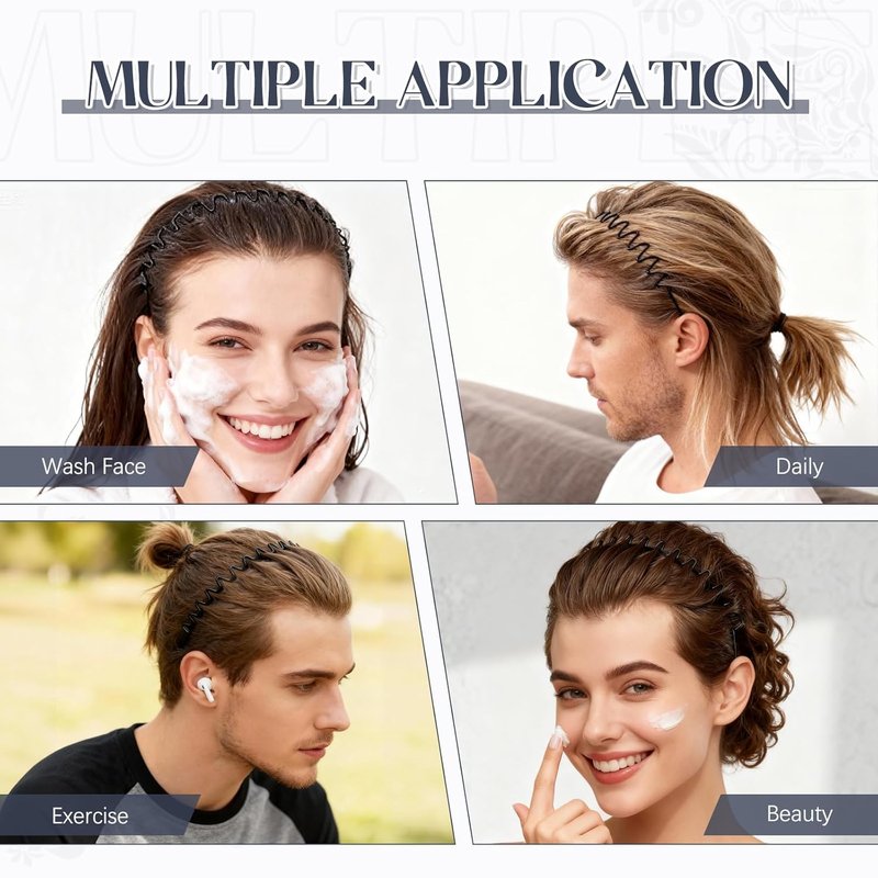 Metal Hair Band - Fashion Wavy Spring Headband for Men & Women | Elastic Non-Slip Design for Daily Use & Outdoor Sports