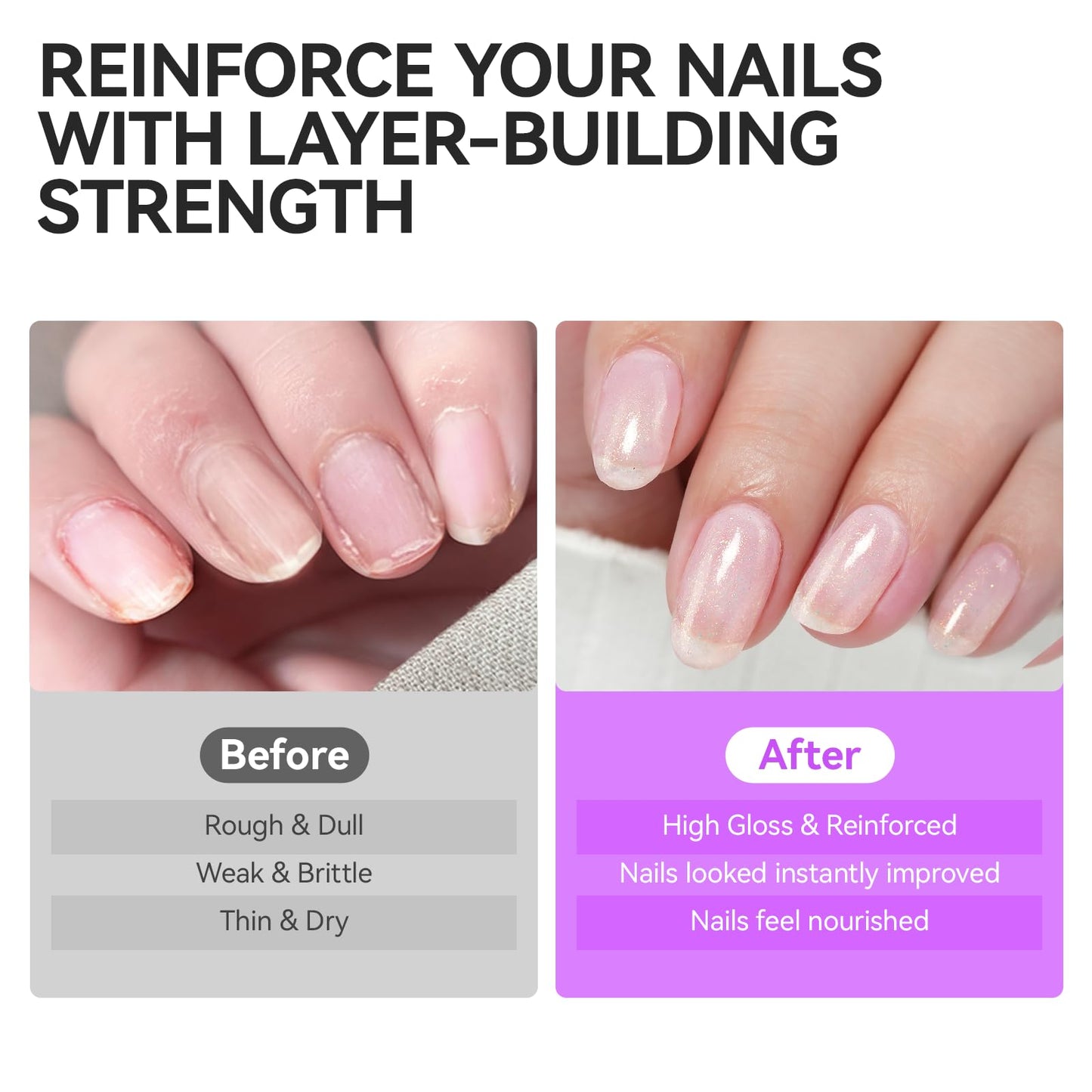 Nail Strengthener Protein for Damaged Nails: Pink 6 in 1 Natural Nail Hardener Extra Strong and Growth - Long Lasting Repair for Damaged Nails - PT